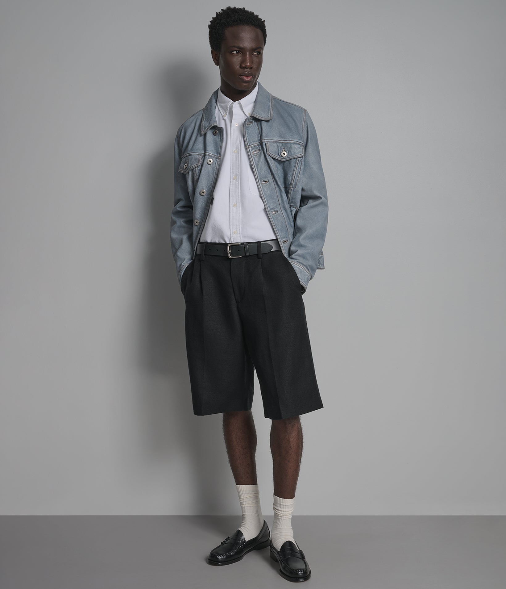 Chase Leather Denim Trucker Jacket View 5