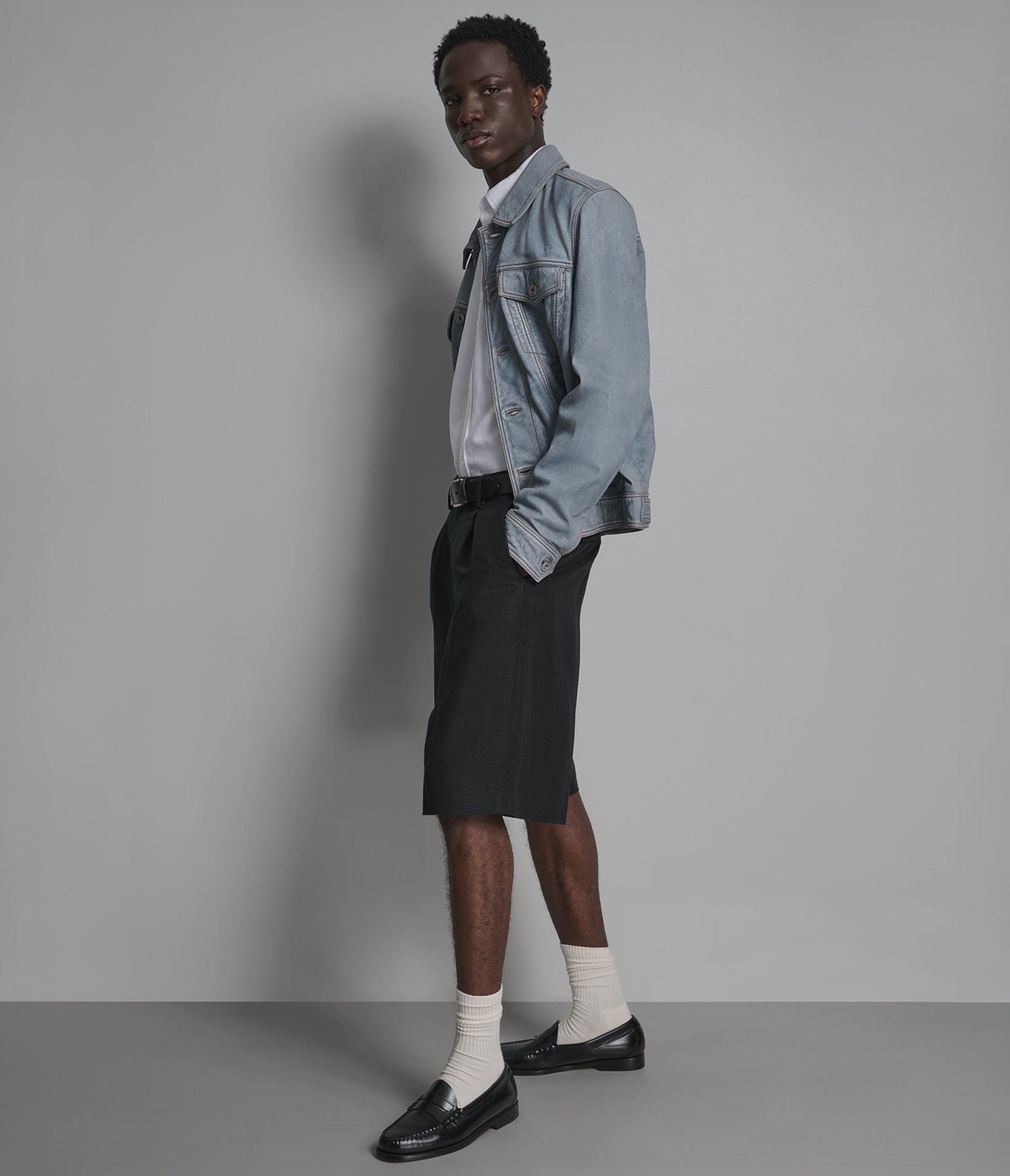 Chase Leather Denim Trucker Jacket View 4