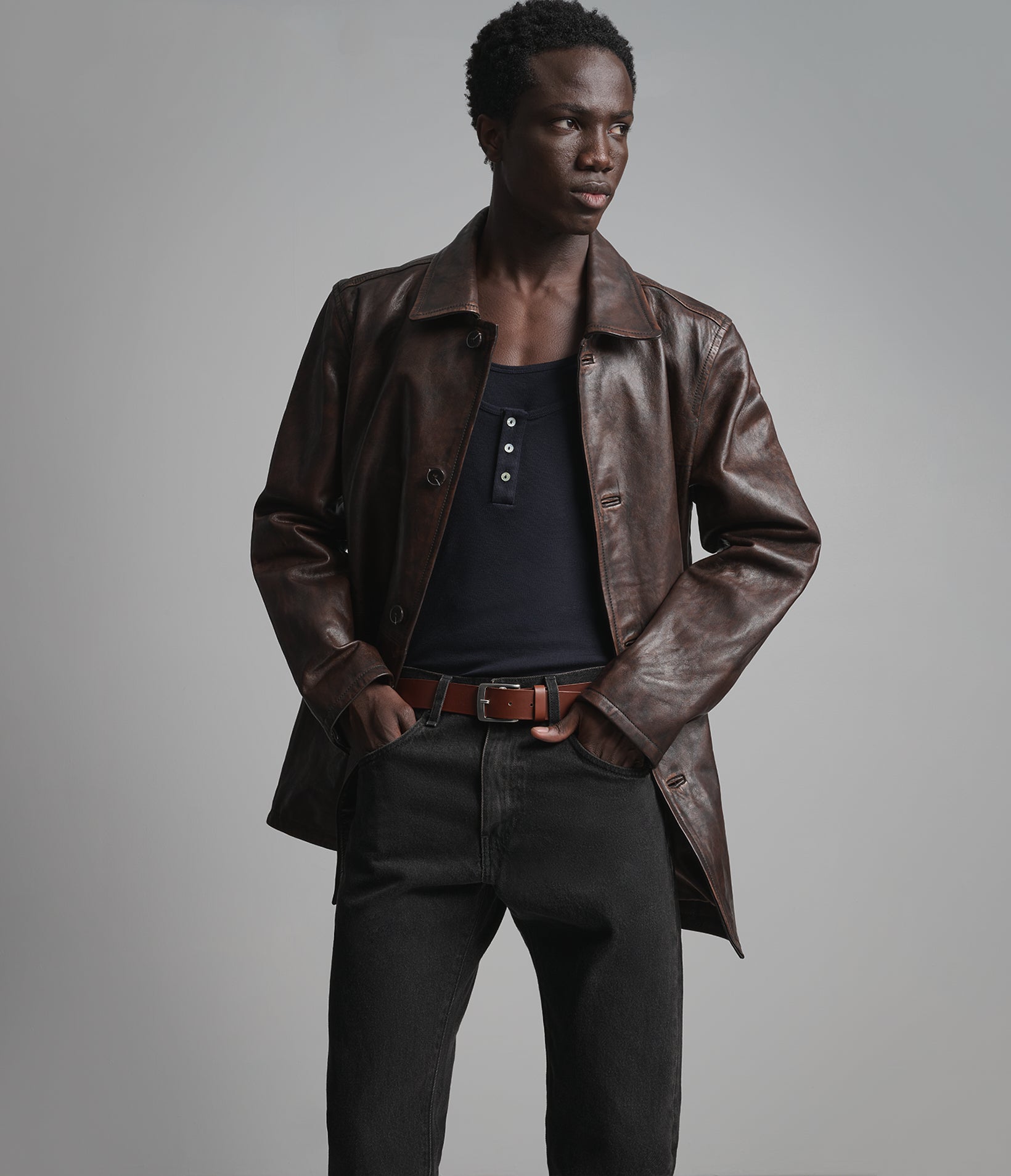 Antonio Leather Car Coat View 1 | Men's Jackets Under $200