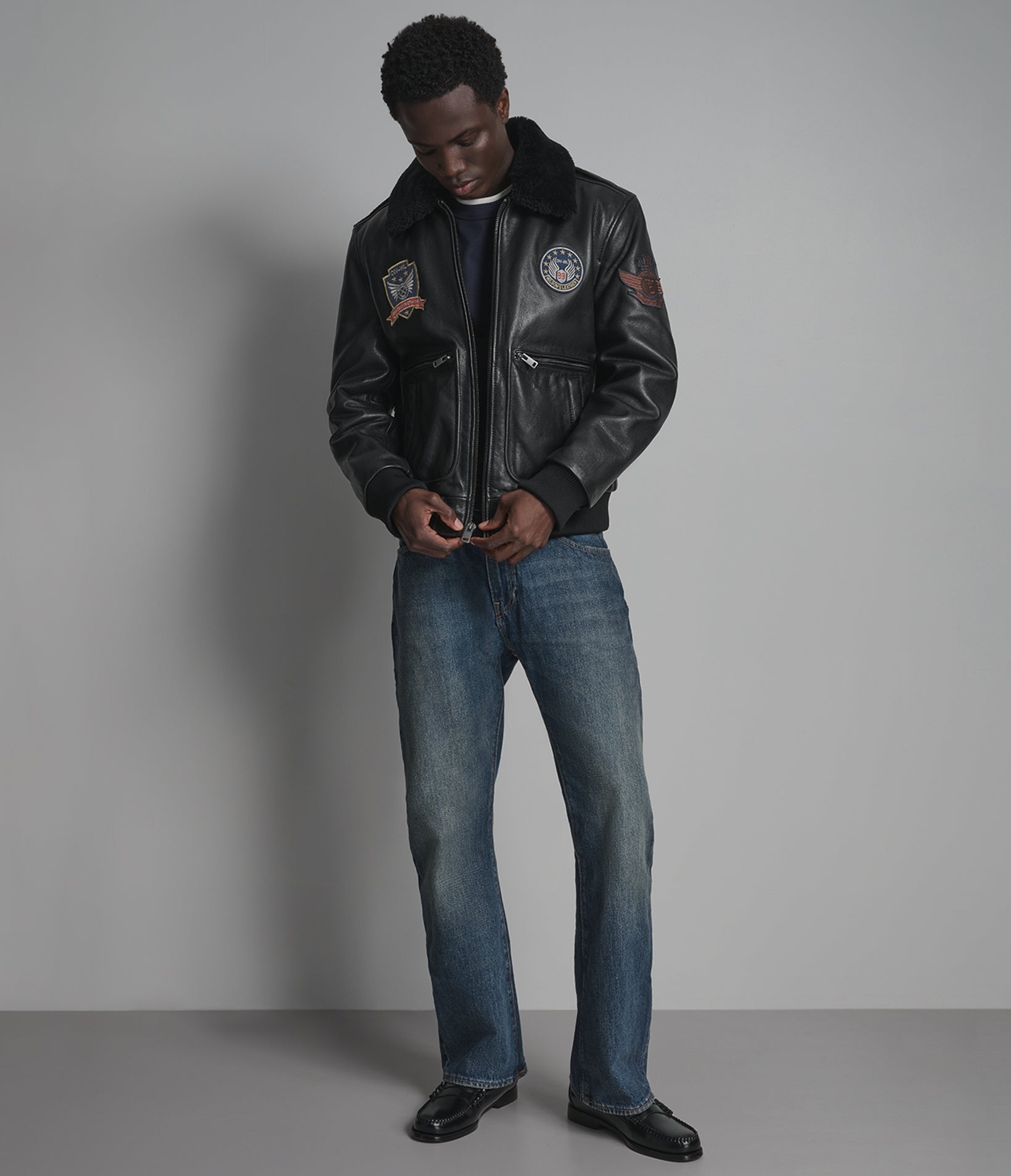 Cane Vintage Shearling Aviator Jacket View 6 | Men's Jackets with Fur Detail