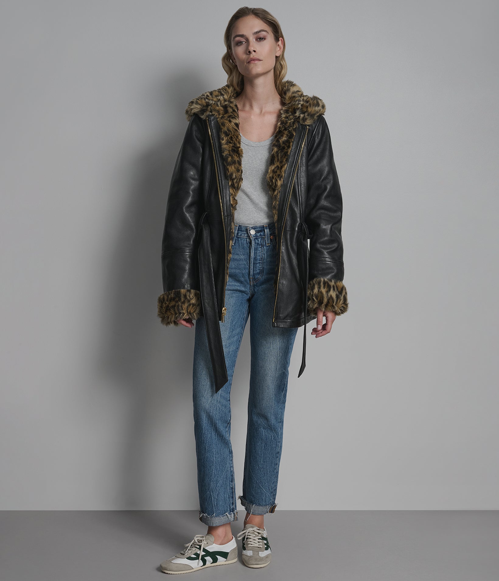 Genevieve Belted Leather Trench Jacket View 5 | Women's Jackets with Fur Detail