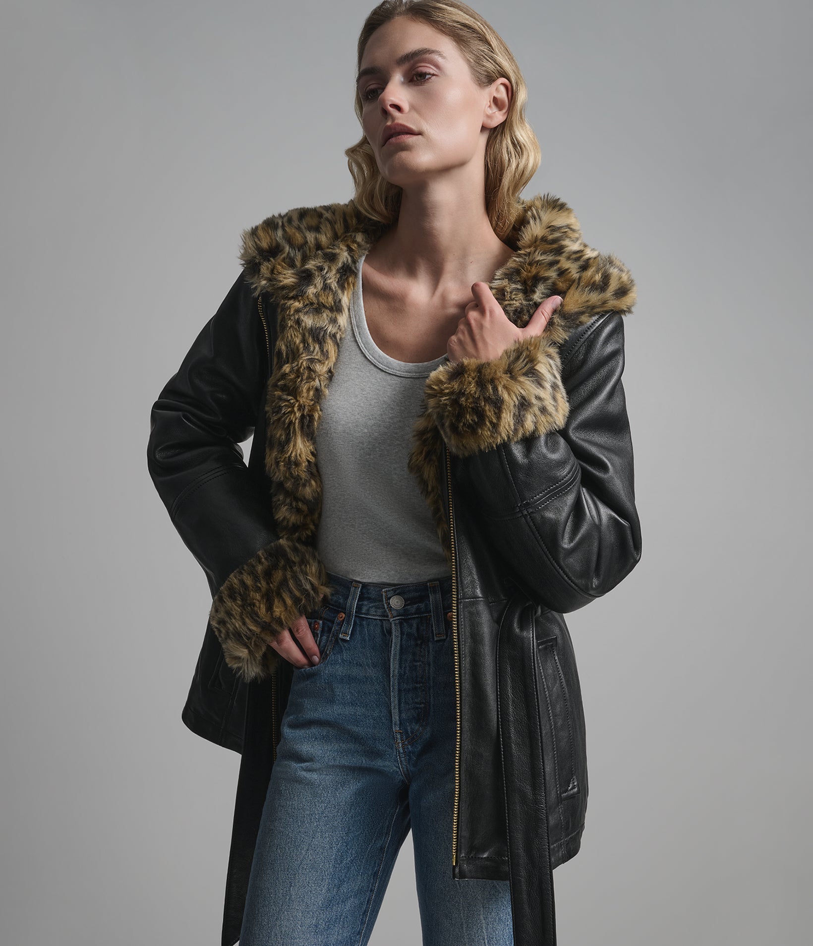 Genevieve Belted Leather Trench Jacket View 2 | Women's Jackets Under $200