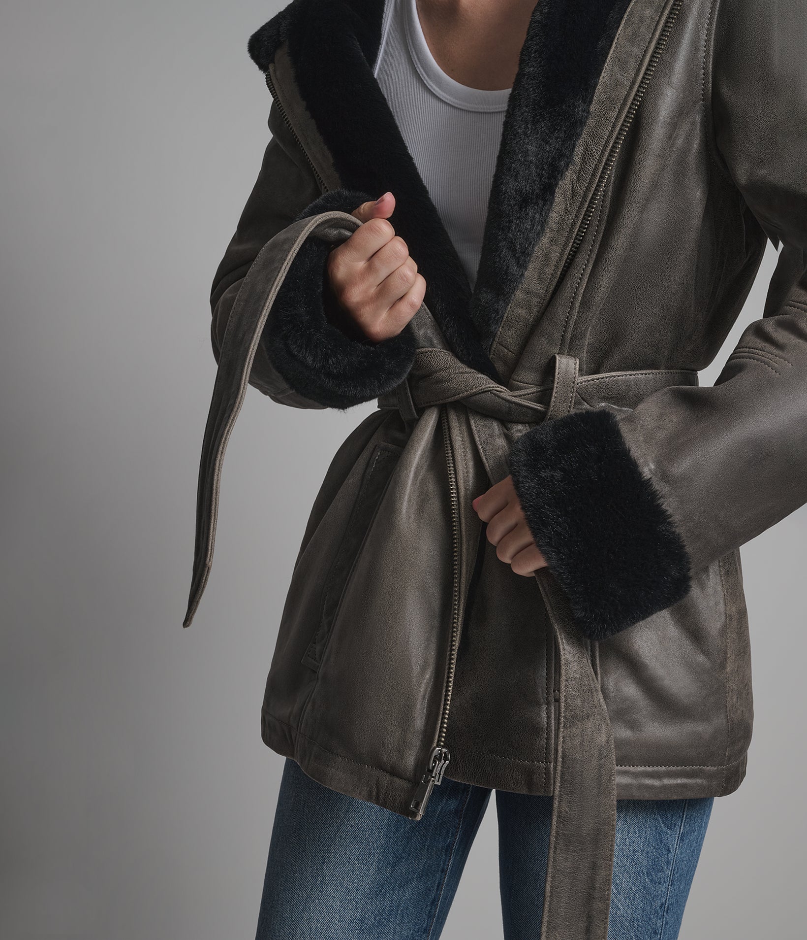 Josie Vintage Bus Stop Leather Trench Jacket View 6 | Women's Jackets with Fur Detail