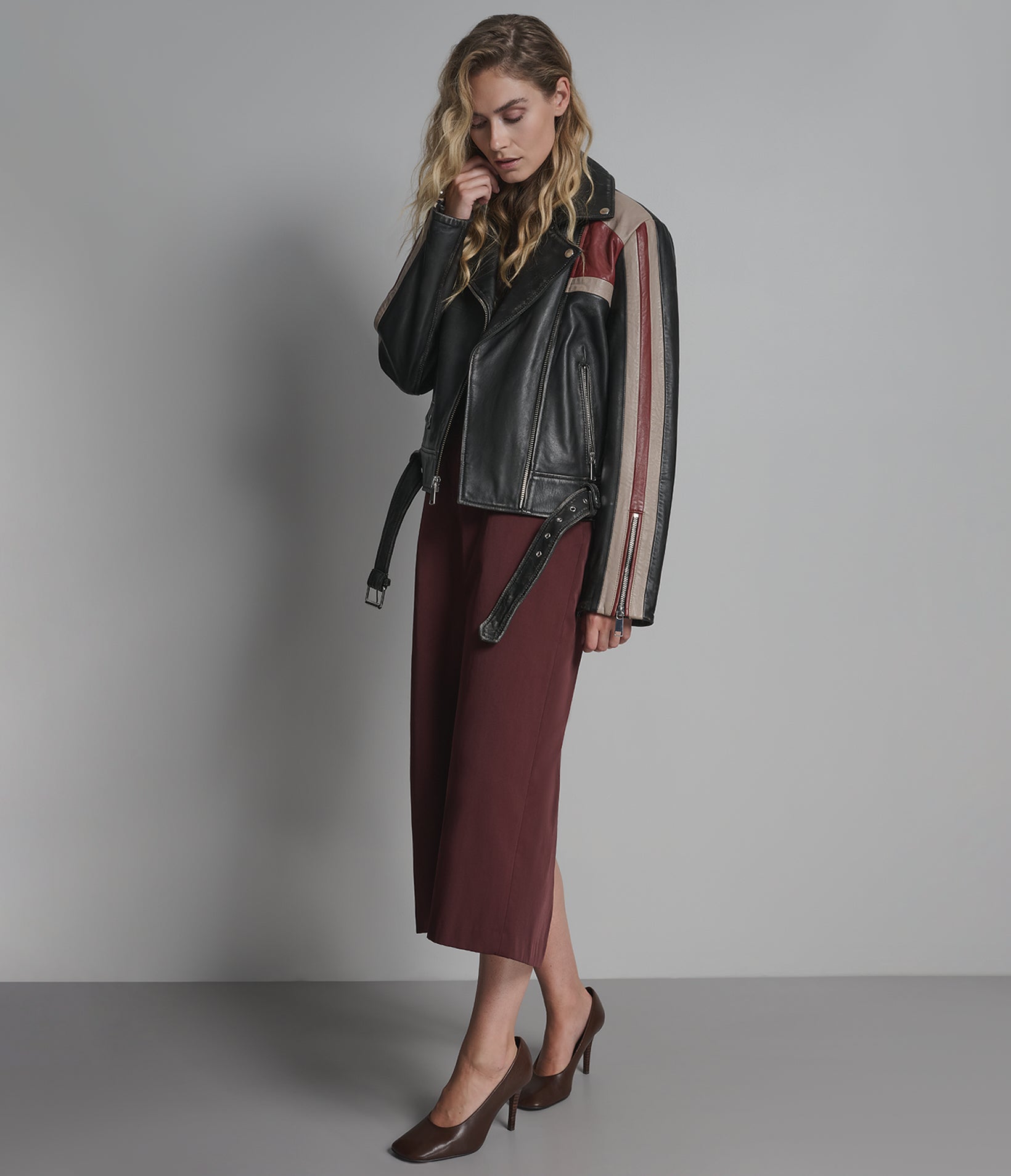 Kya Vintage Striped Moto Jacket View 4 | Women's Jackets & Coats