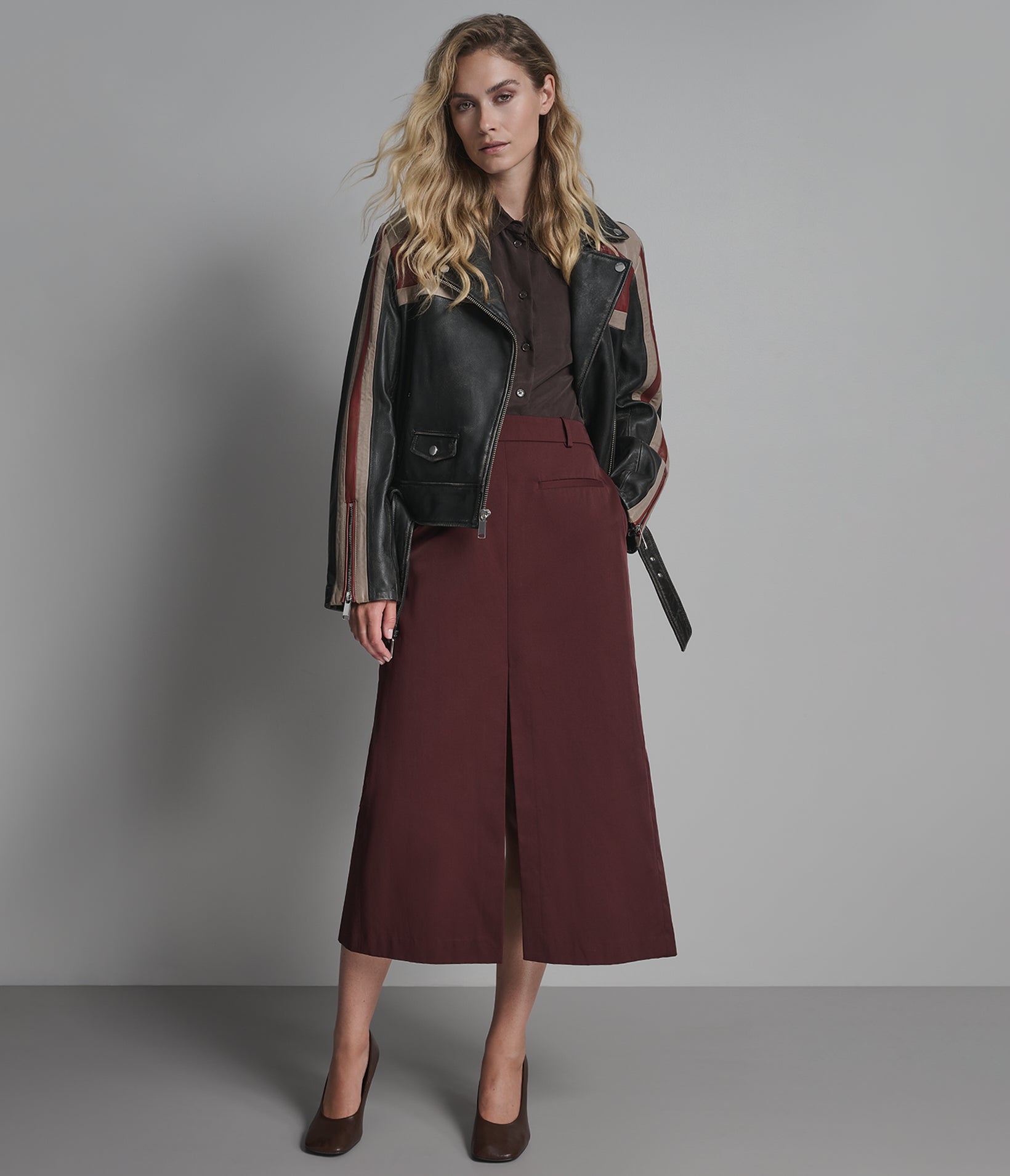 Kya Vintage Striped Moto Jacket View 5 | Women's Jackets & Coats