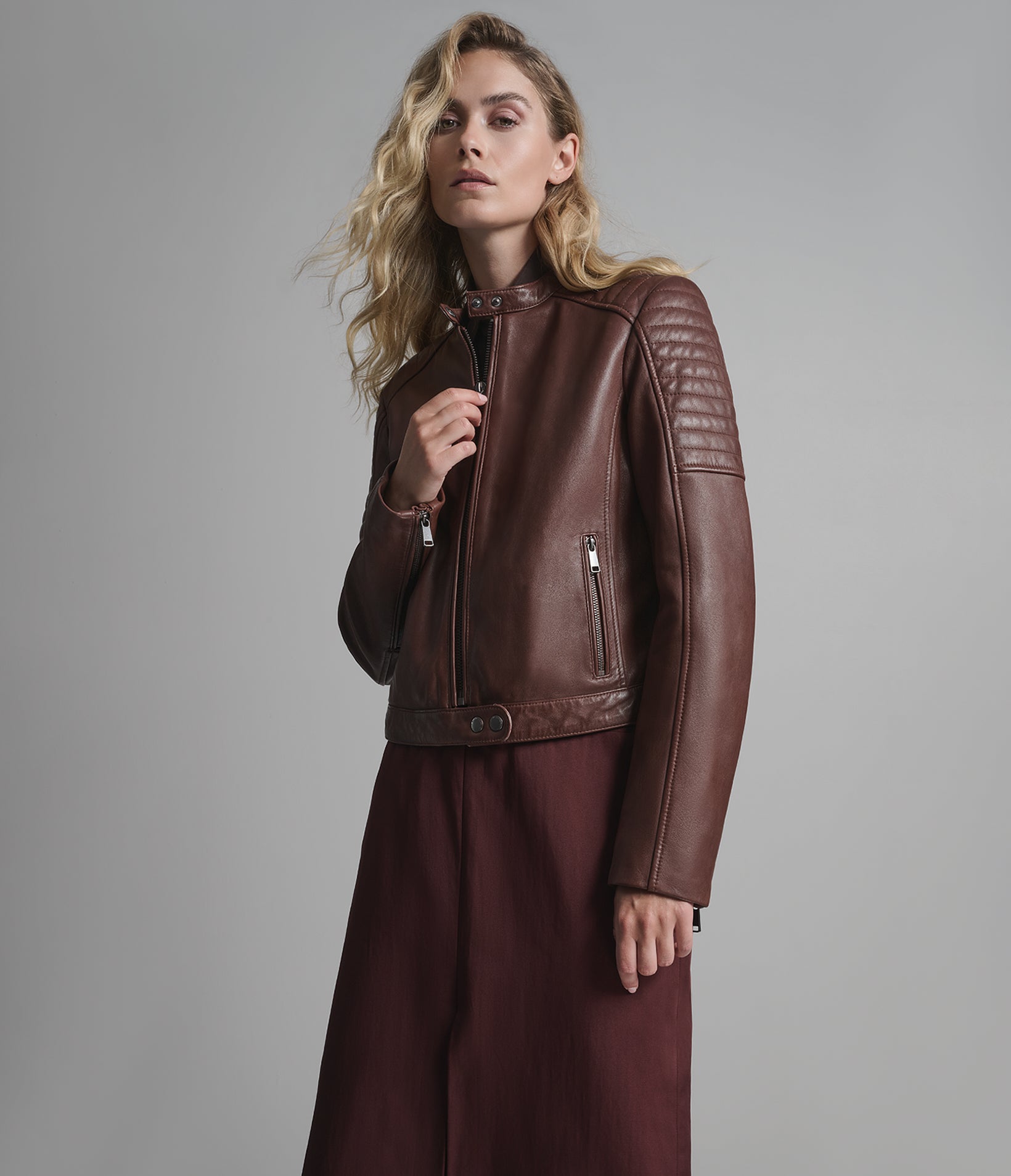 Scarlett Leather Vintage Quilted Jacket View 1 | Women's Jackets Under $200