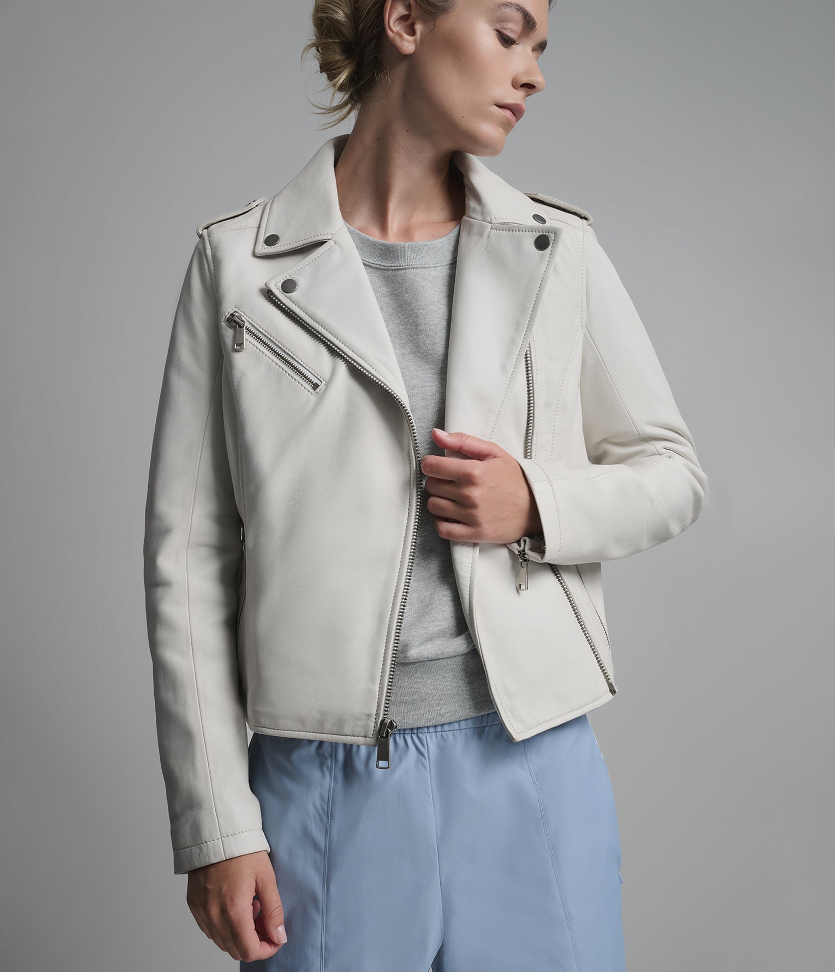 Madeline Asymmetrical Leather Moto Jacket View 2 | Women's Jackets Under $200