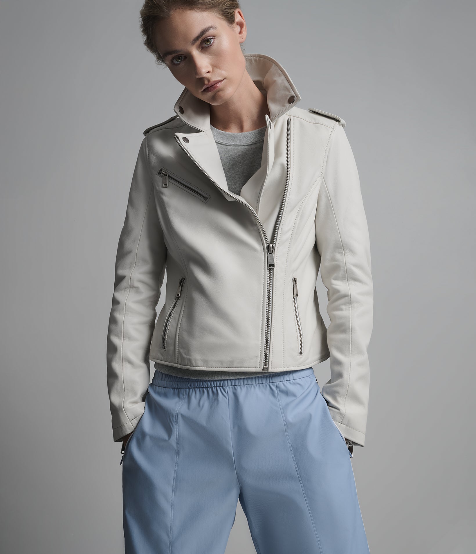 Madeline Asymmetrical Leather Moto Jacket View 1 | Women's Jackets Under $200