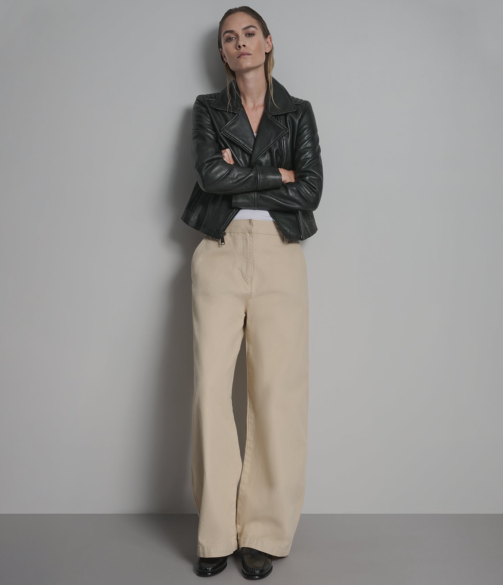 Audrey Leather Vintage Cropped Moto Jacket View 4 | Women's Jackets Under $200