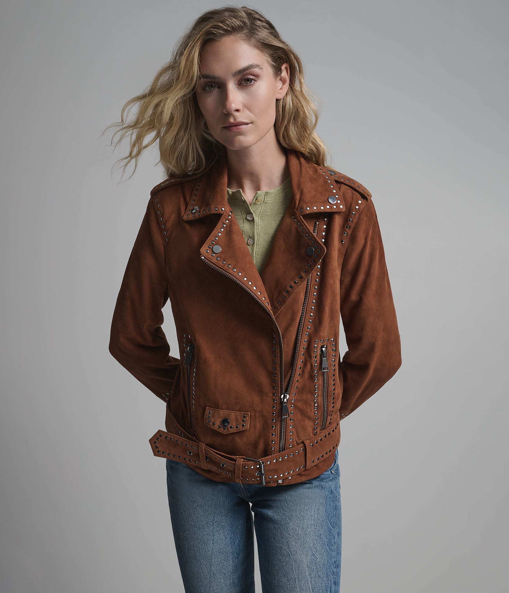 Alani Vintage Suede Moto Jacket View 2 | Women's Suede Jackets
