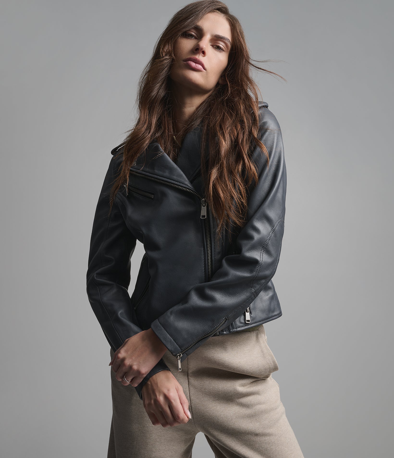 Madeline Asymmetrical Leather Moto Jacket View 2 | Women's Jackets Under $200