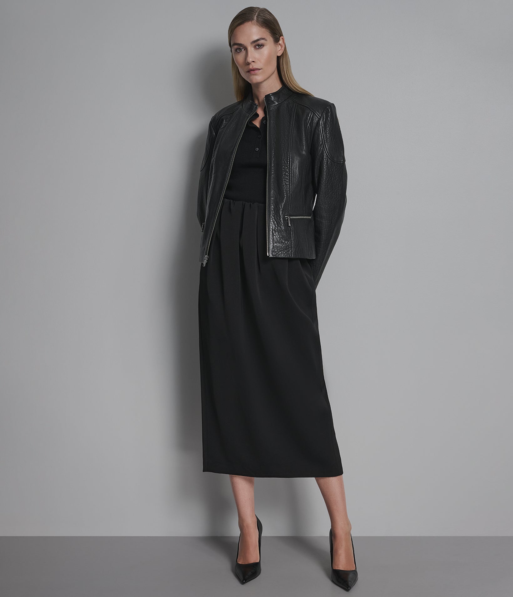 Dream Textured Leather Scuba Jacket View 4 | Women's Jackets & Coats