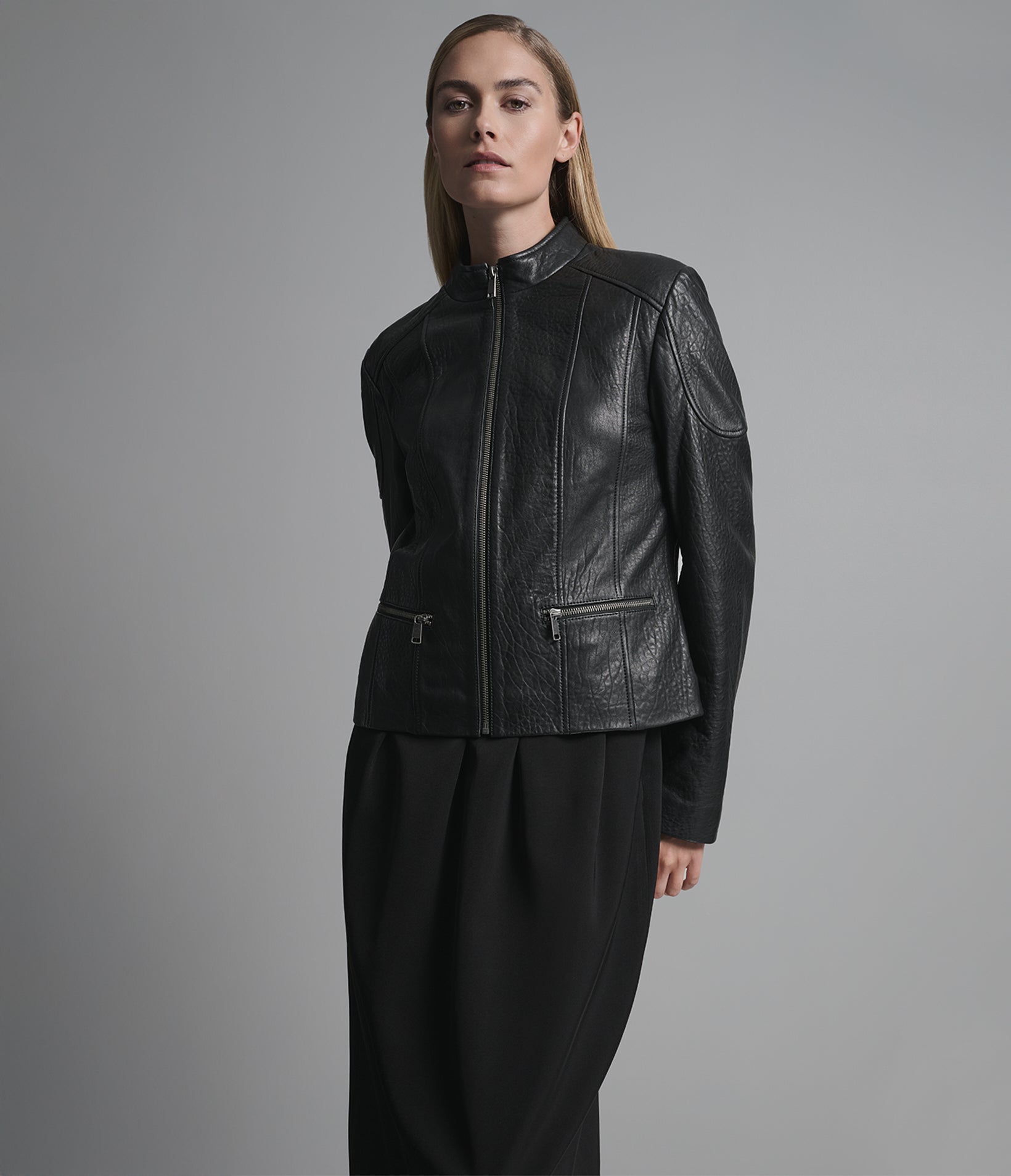 Dream Textured Leather Scuba Jacket View 1 | Women's Jackets & Coats