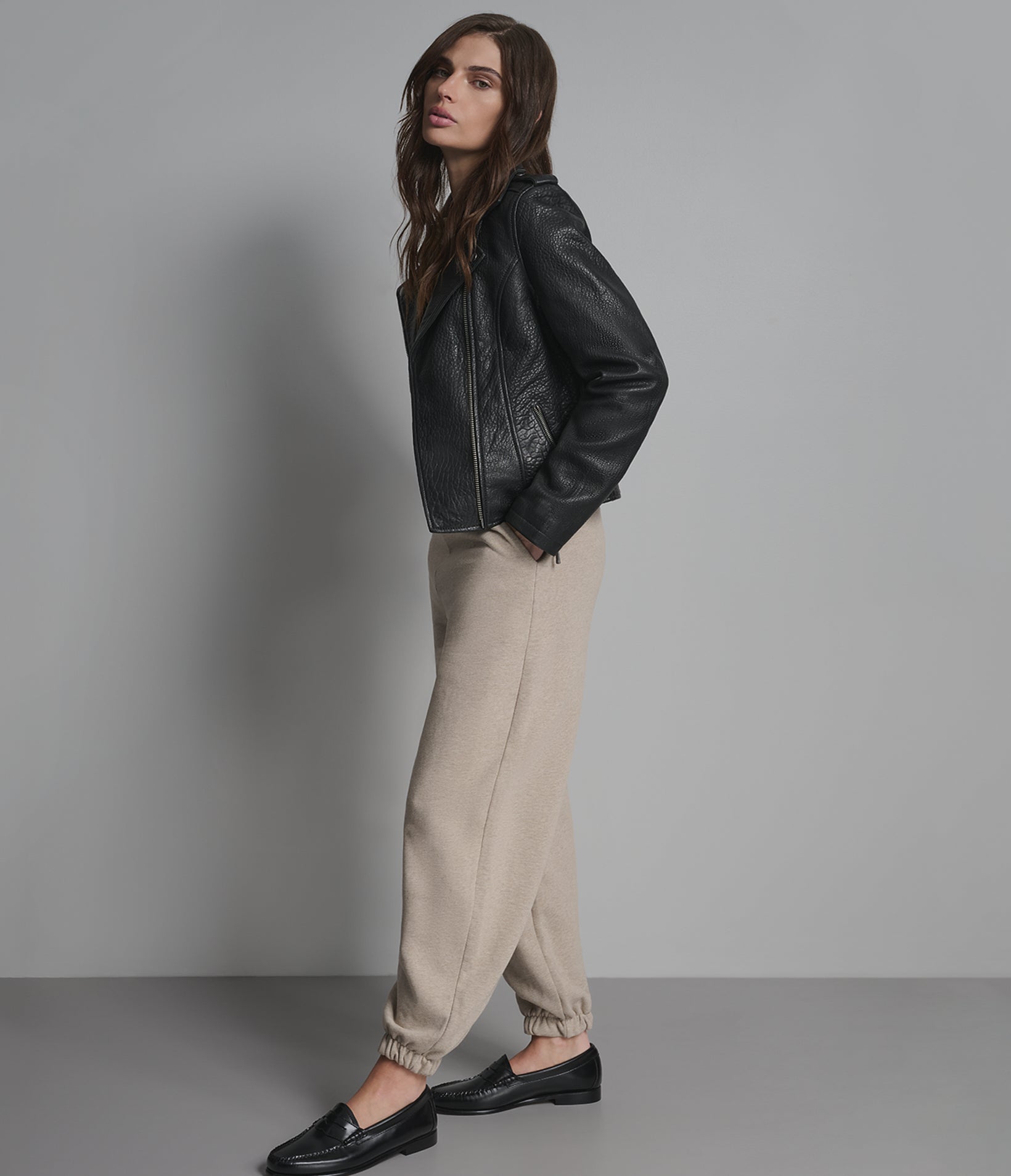 Heidi Textured Leather Moto Jacket View 4 | Women's Jackets & Coats