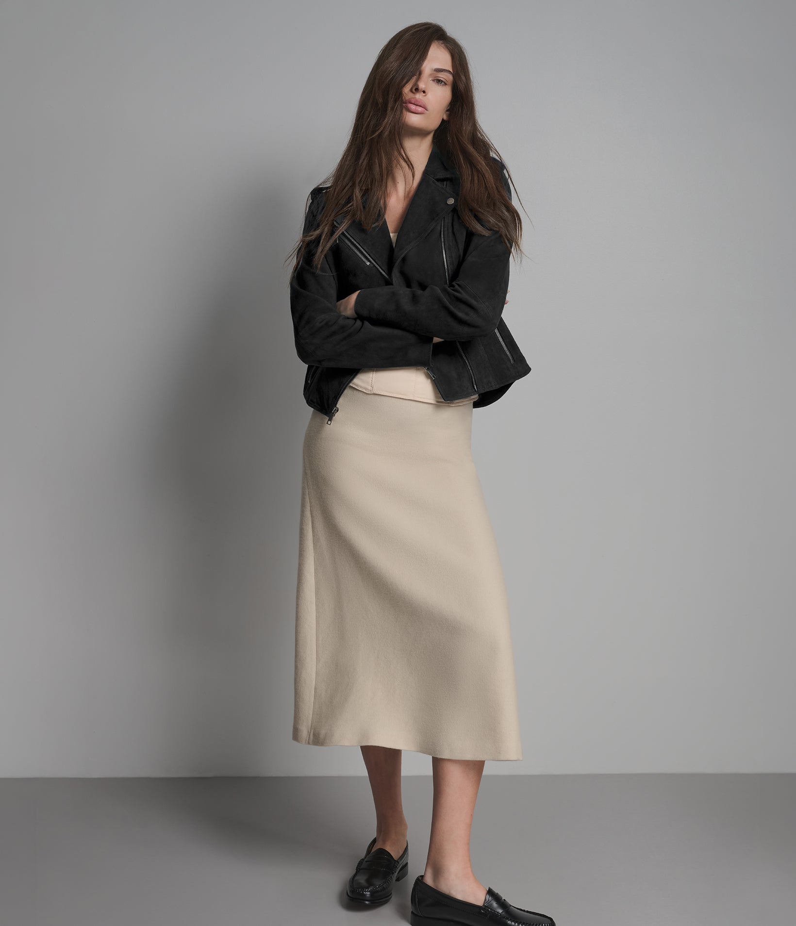 Madeline Suede Quilted Moto Jacket View 2