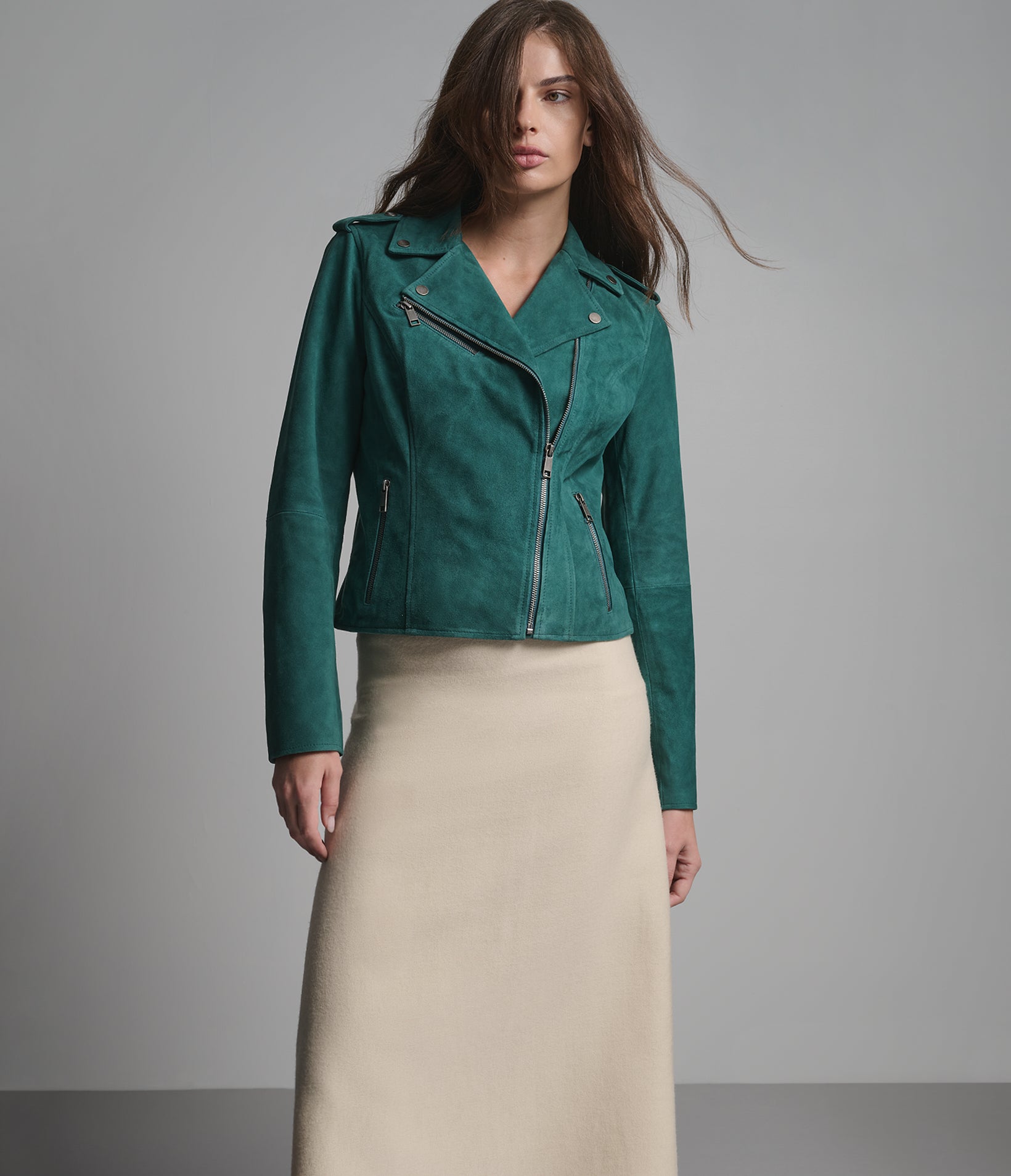 Madeline Suede Quilted Moto Jacket View 1 | Women's Suede Jackets