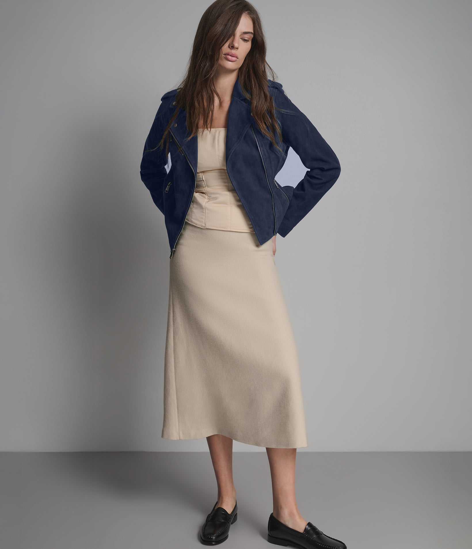 Madeline Suede Quilted Moto Jacket View 1
