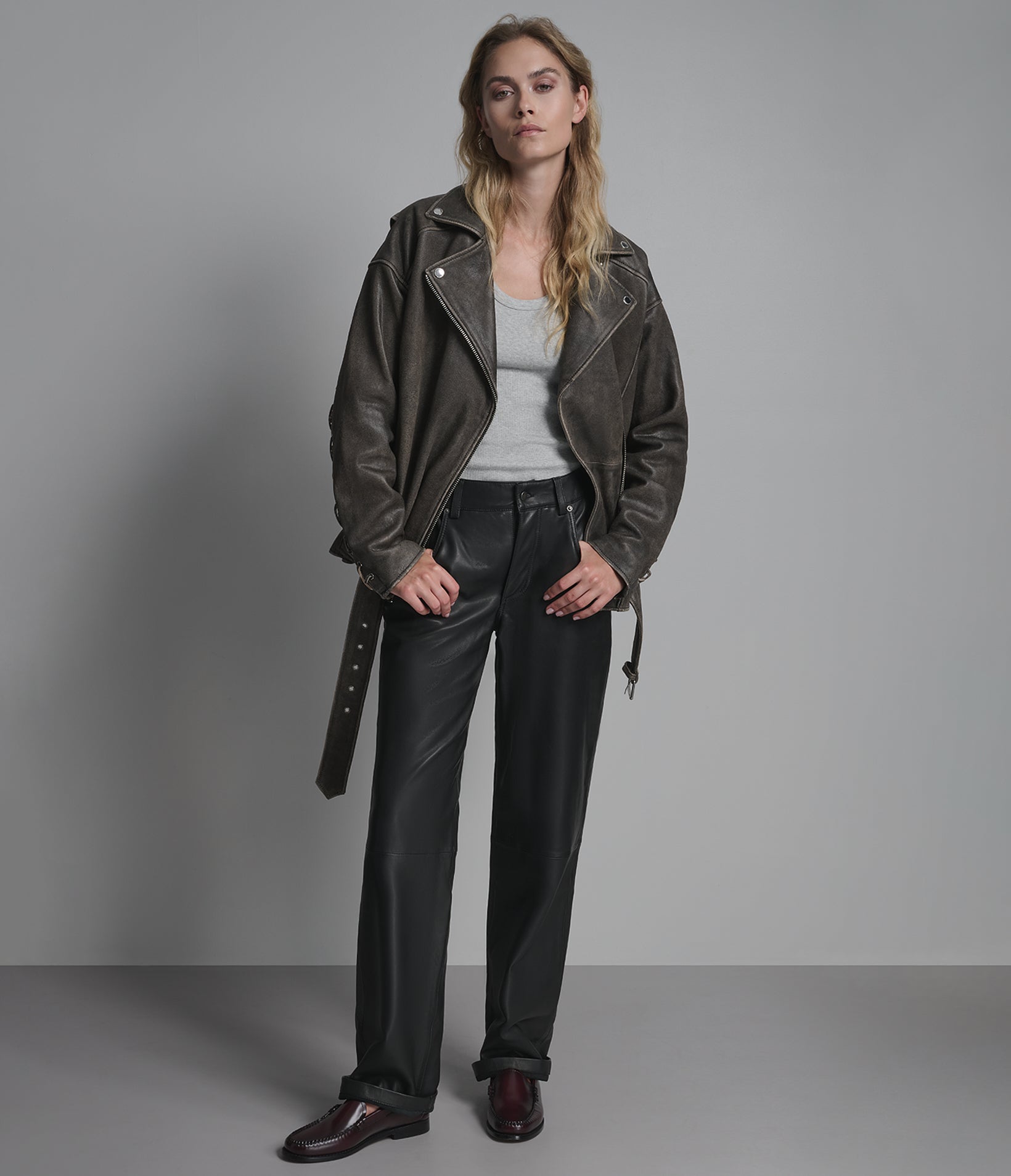 Briana Oversized Asymmetric Leather Moto Jacket | Wilsons Leather