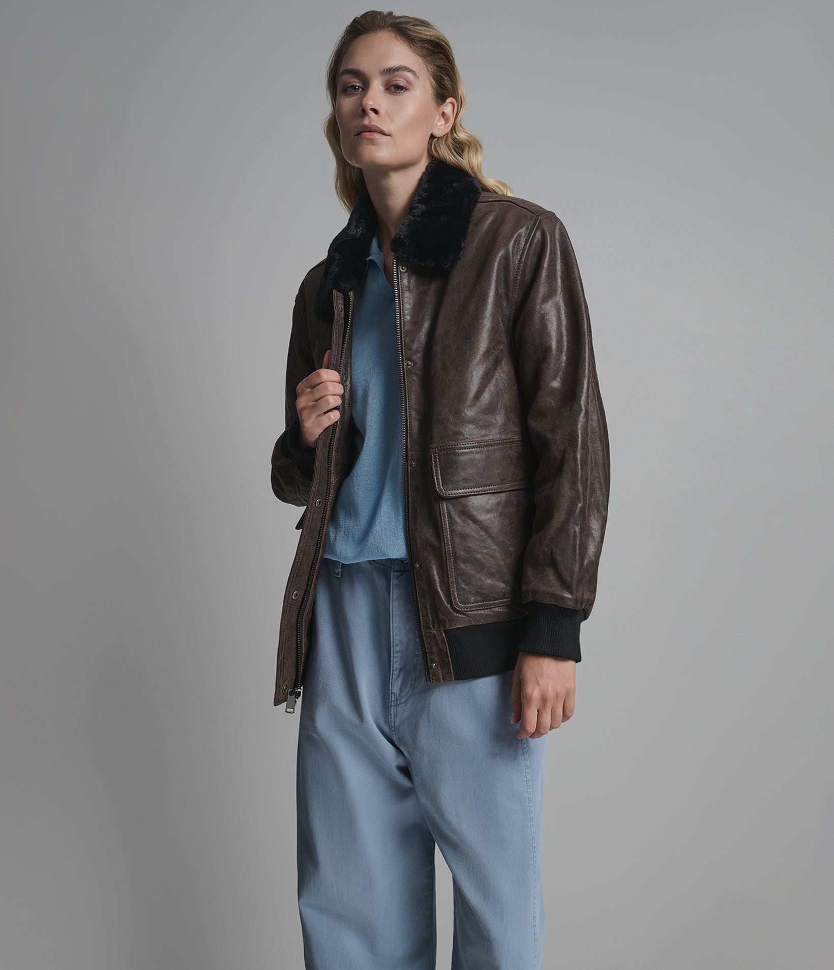 Everleigh Faux Fur Lined Bomber Jacket View 6 | Women's Jackets with Fur Detail