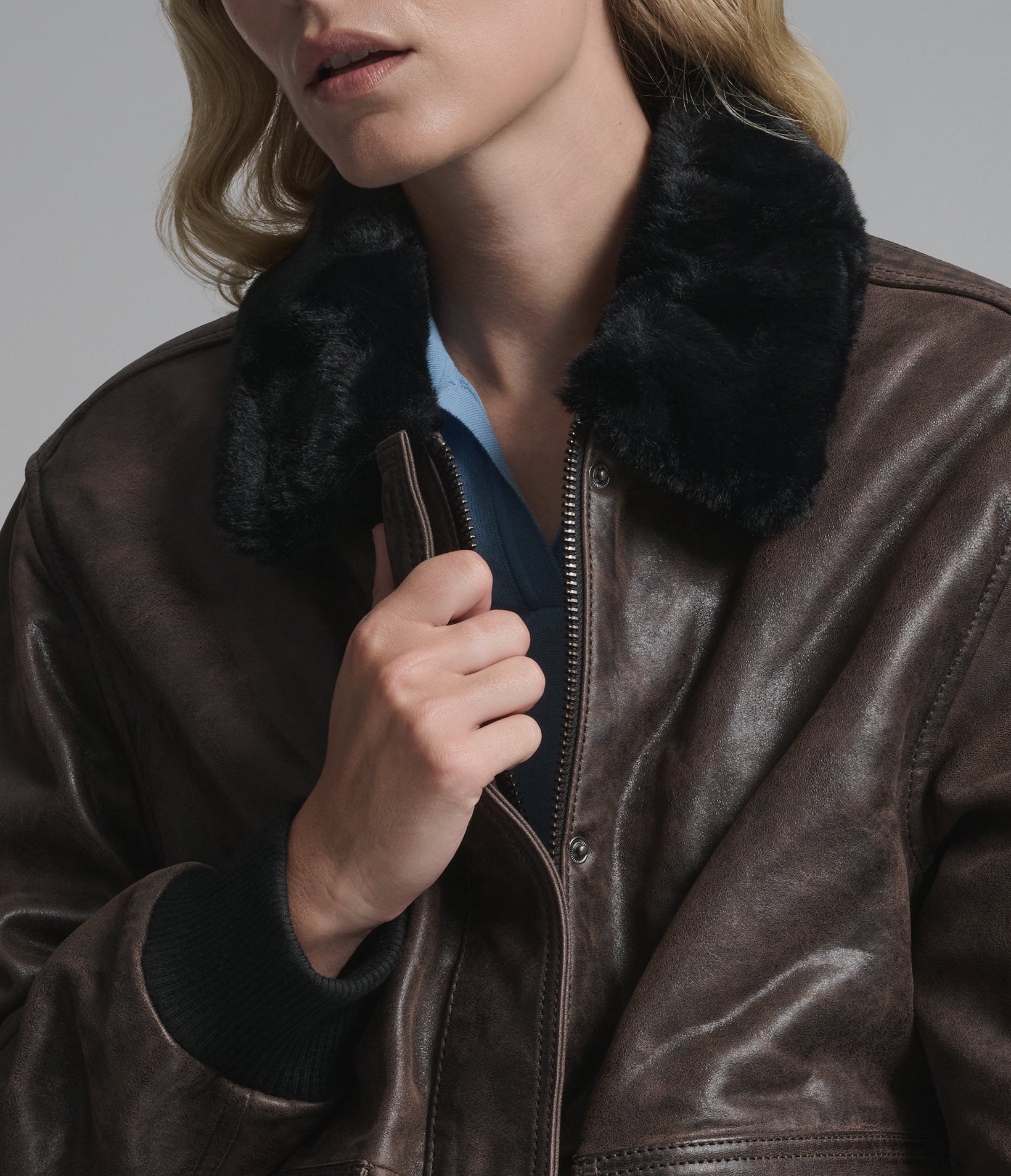 Everleigh Faux Fur Lined Bomber Jacket | Wilsons Leather