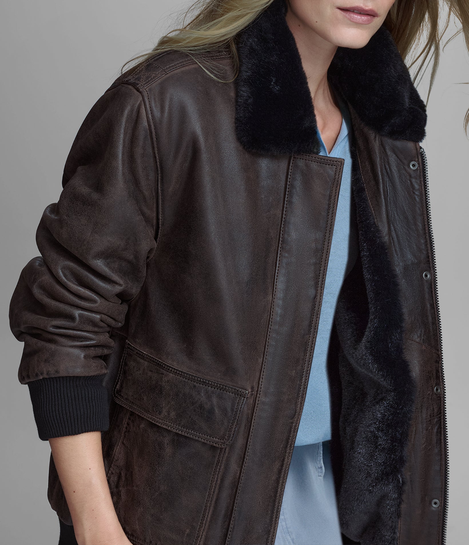 Everleigh Faux Fur Lined Bomber Jacket View 7