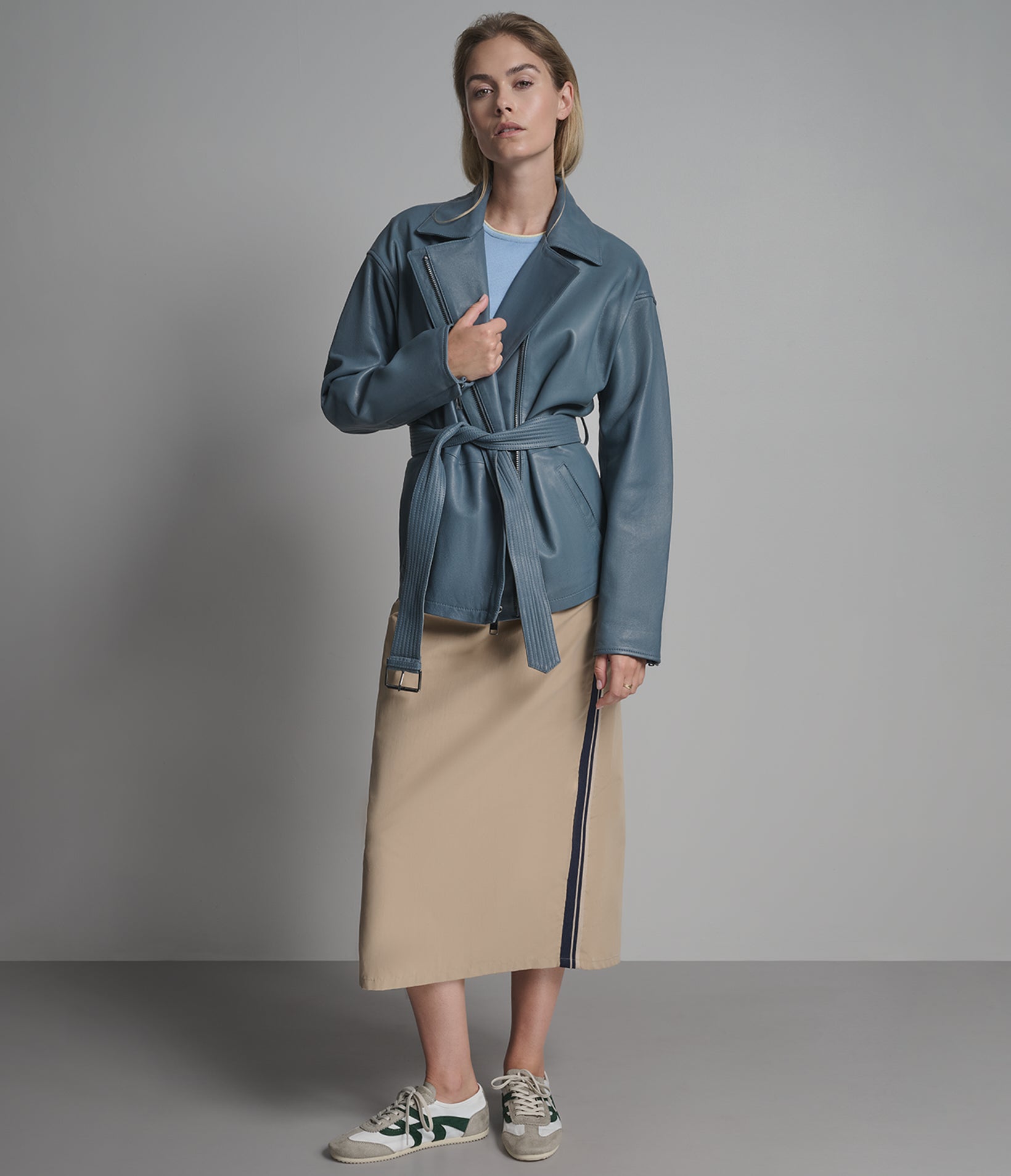 Monroe Belted Asymmetric Leather Moto Jacket View 6 | Women's Jackets Under $200