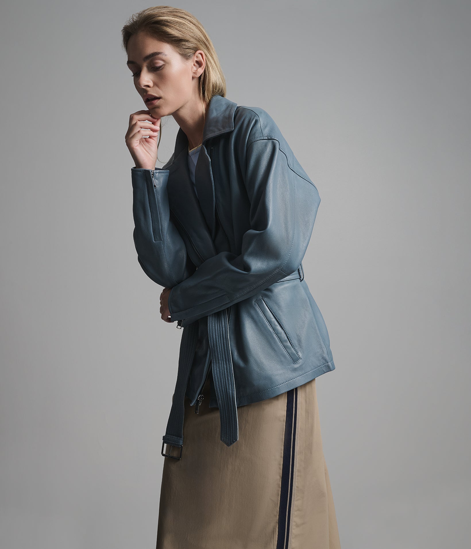 Monroe Belted Asymmetric Leather Moto Jacket View 2 | Women's Jackets Under $200