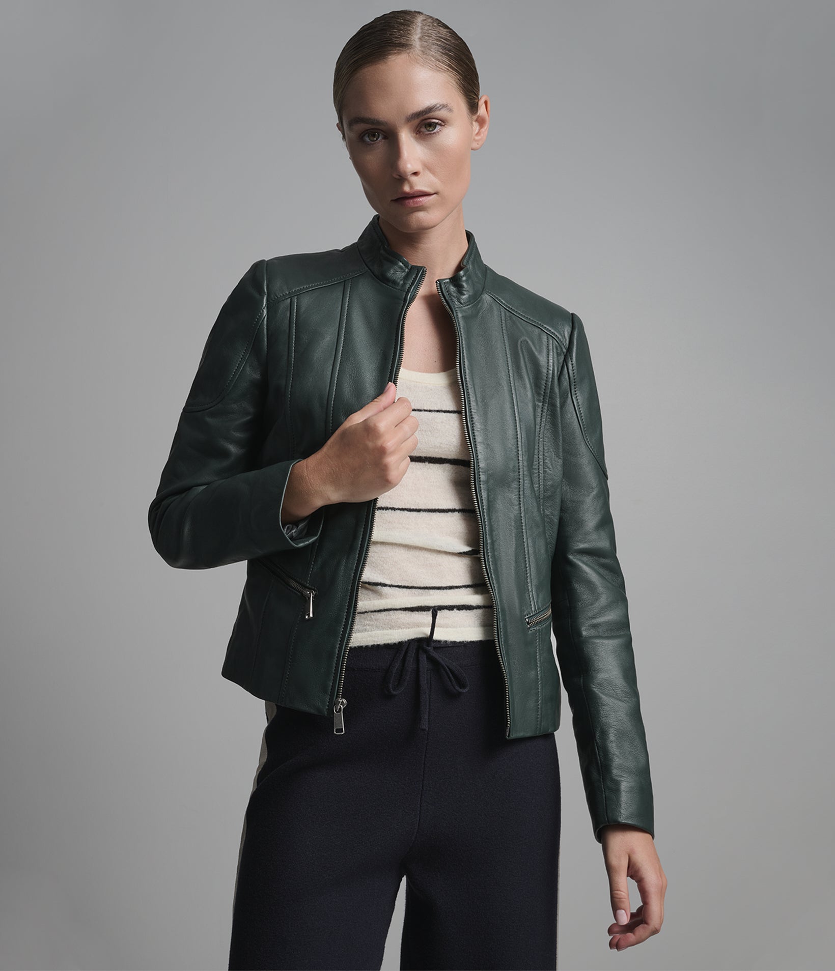 Caitlin Leather Scuba Jacket View 1 | Women's Jackets Under $200
