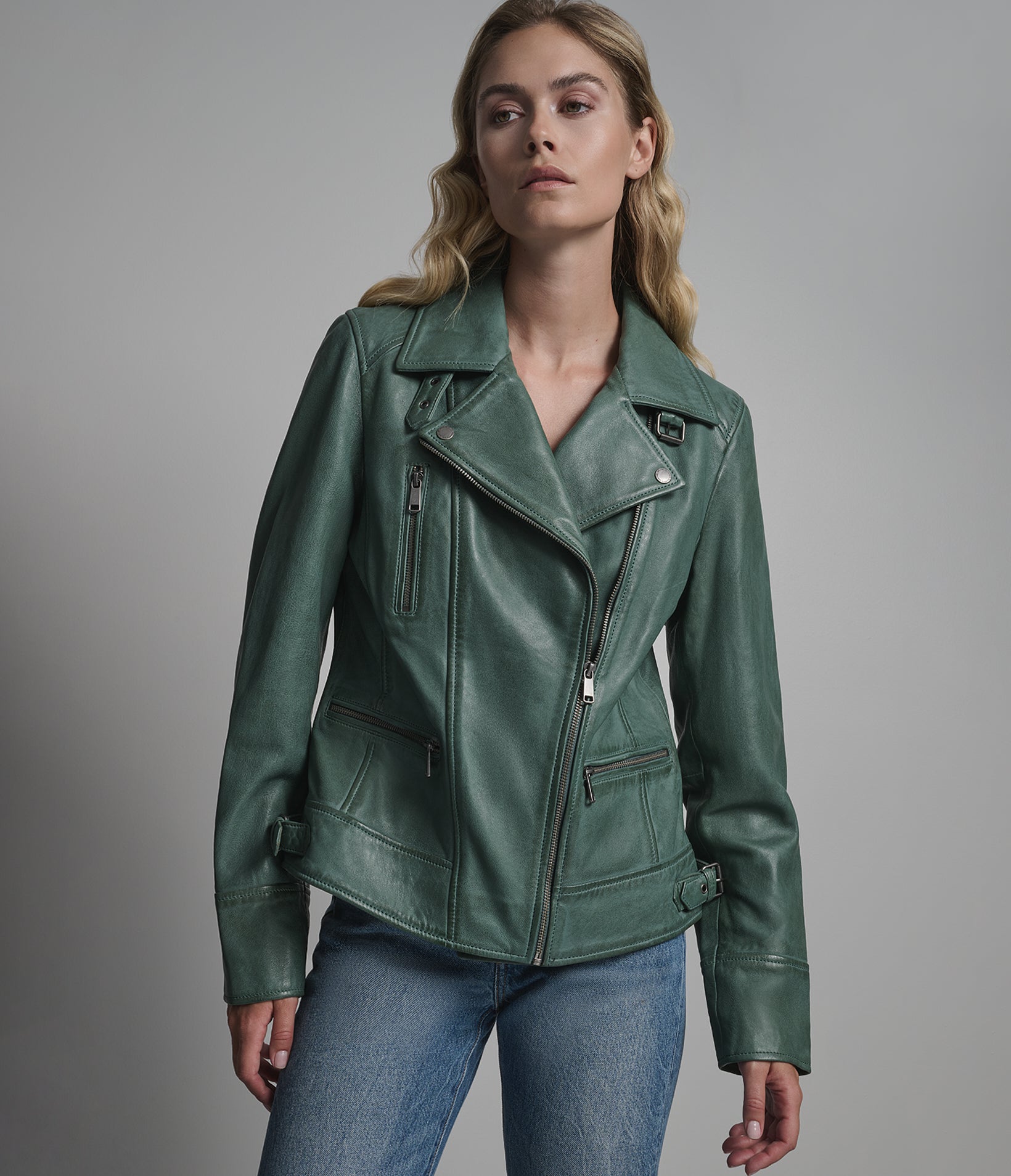 Audrey Leather Vintage Cropped Moto Jacket | Wilsons Leather