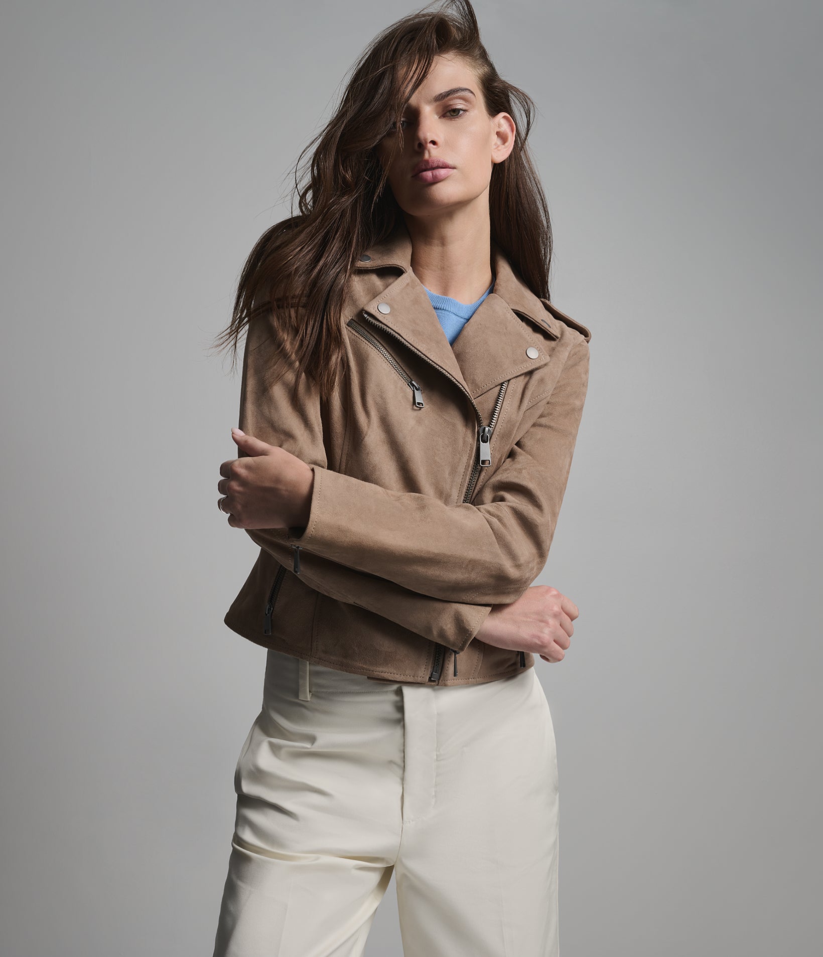 Madeline Suede Quilted Moto Jacket View 1 | Women's Jackets Under $200