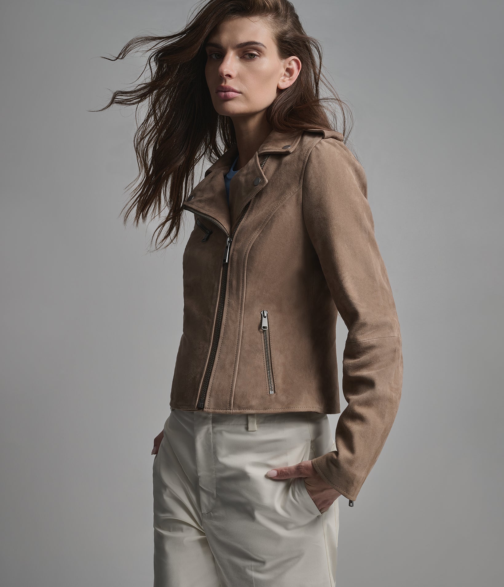 Madeline Suede Quilted Moto Jacket | Wilsons Leather