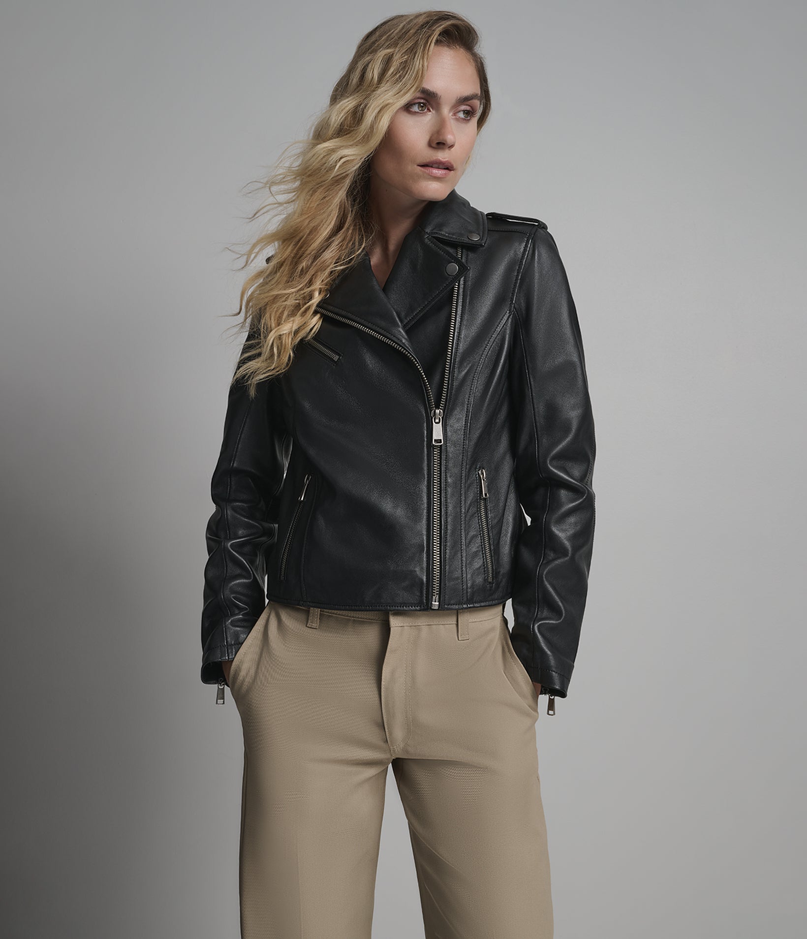 Madeline Asymmetrical Leather Moto Jacket View 1 | Women's Jackets Under $200