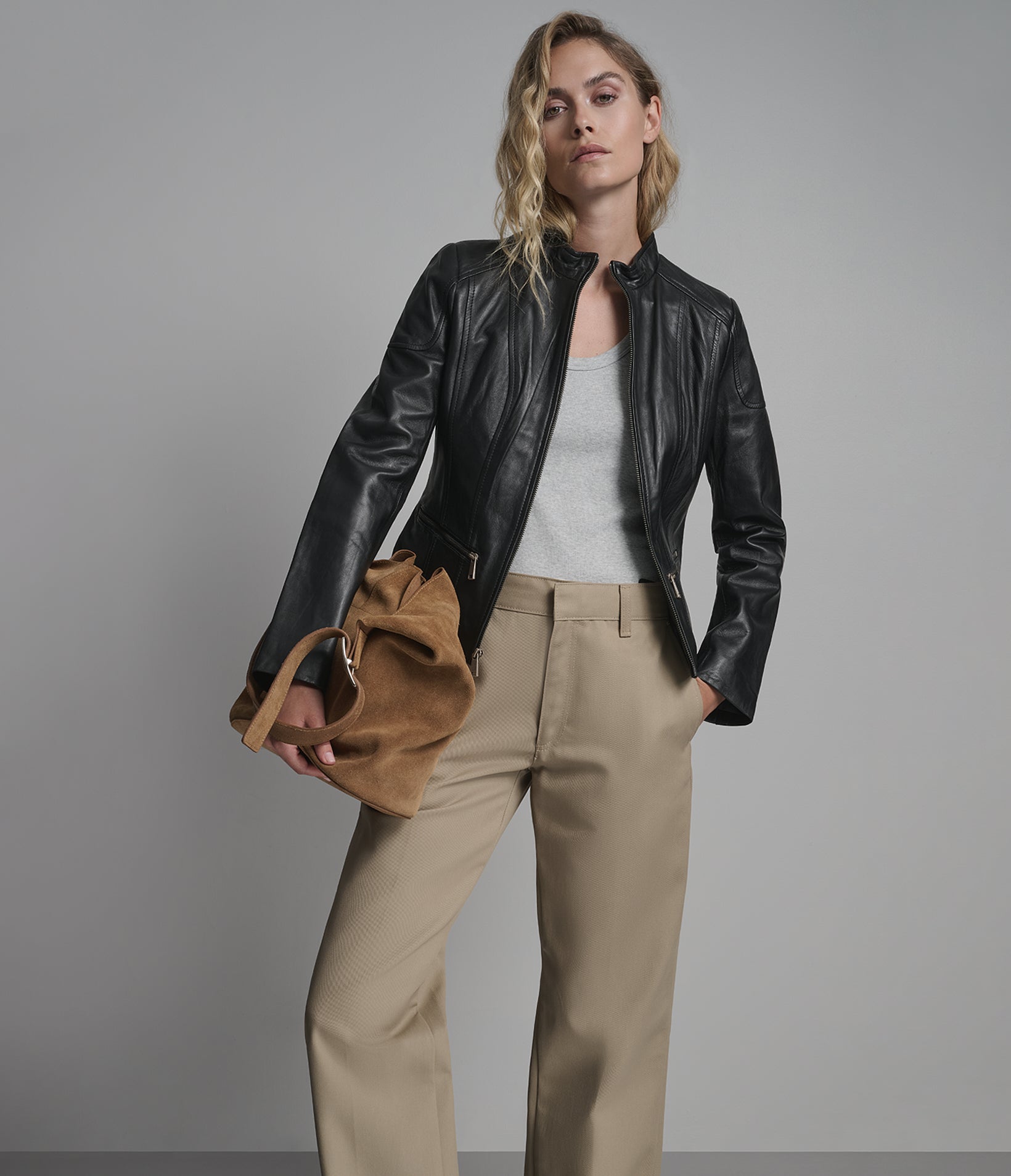 Caitlin Leather Scuba Jacket View 1 | Women's Jackets Under $200