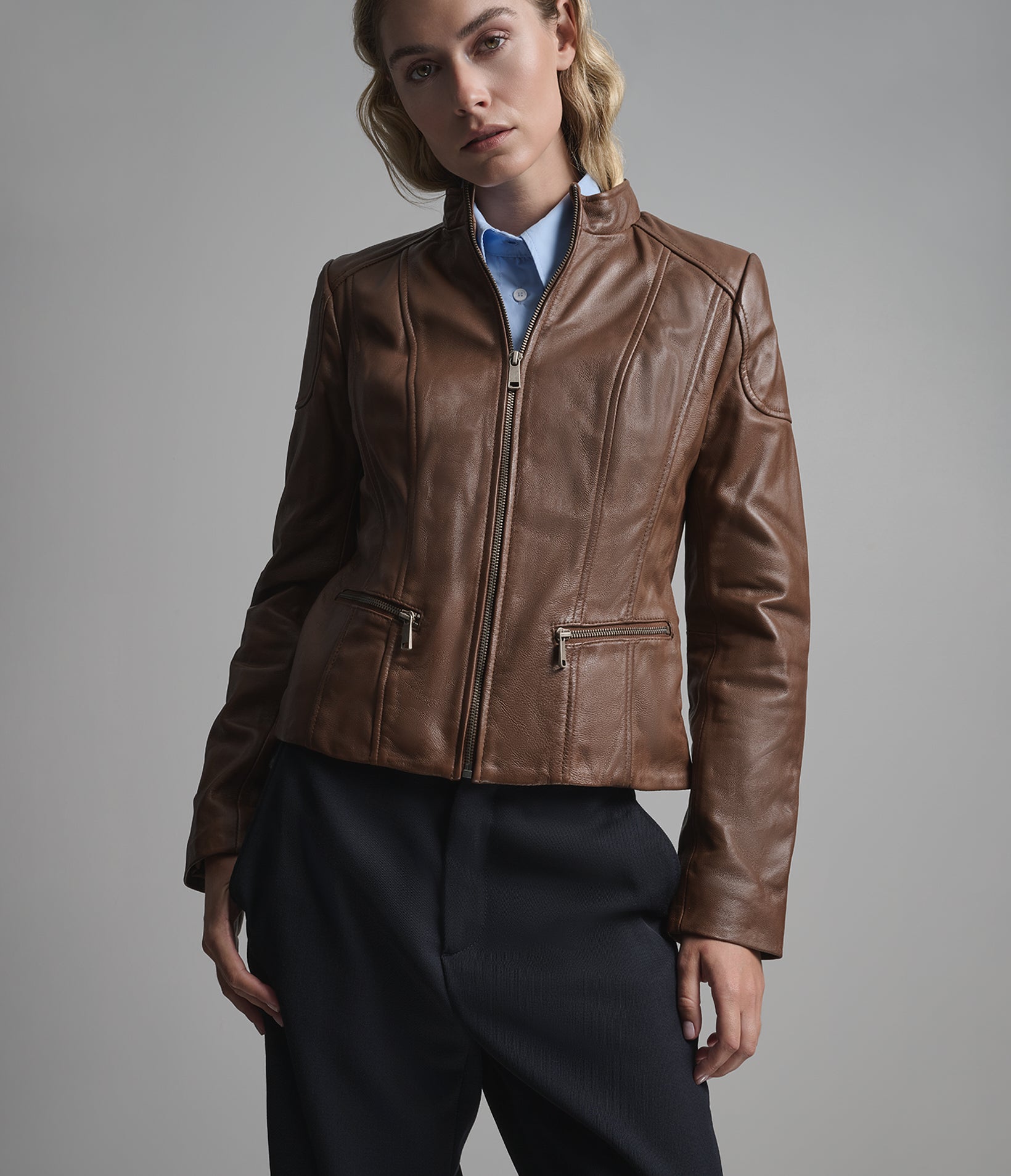 Caitlin Leather Scuba Jacket View 2 | Women's Jackets Under $200
