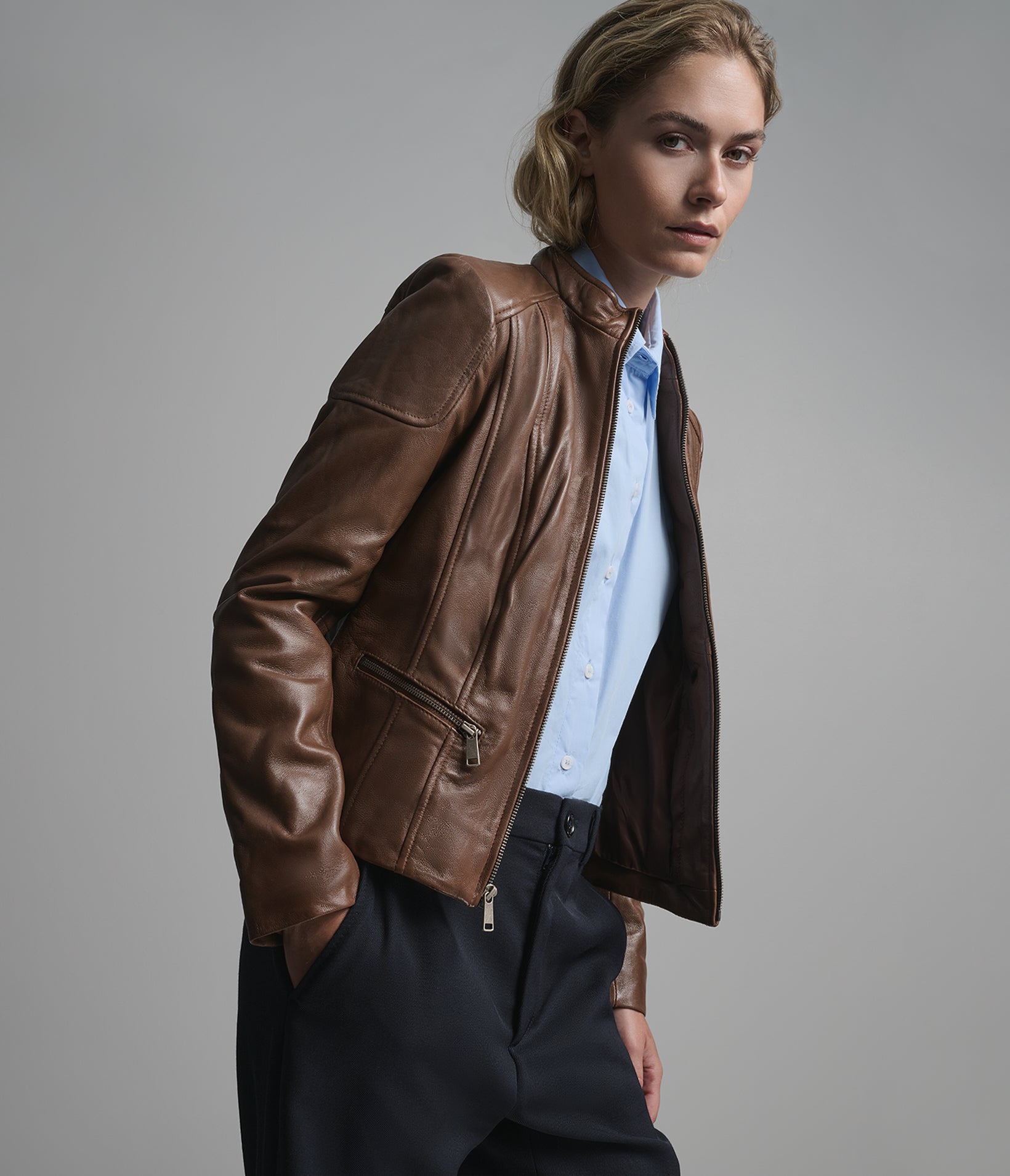 Caitlin Leather Scuba Jacket View 4 | Women's Jackets & Coats