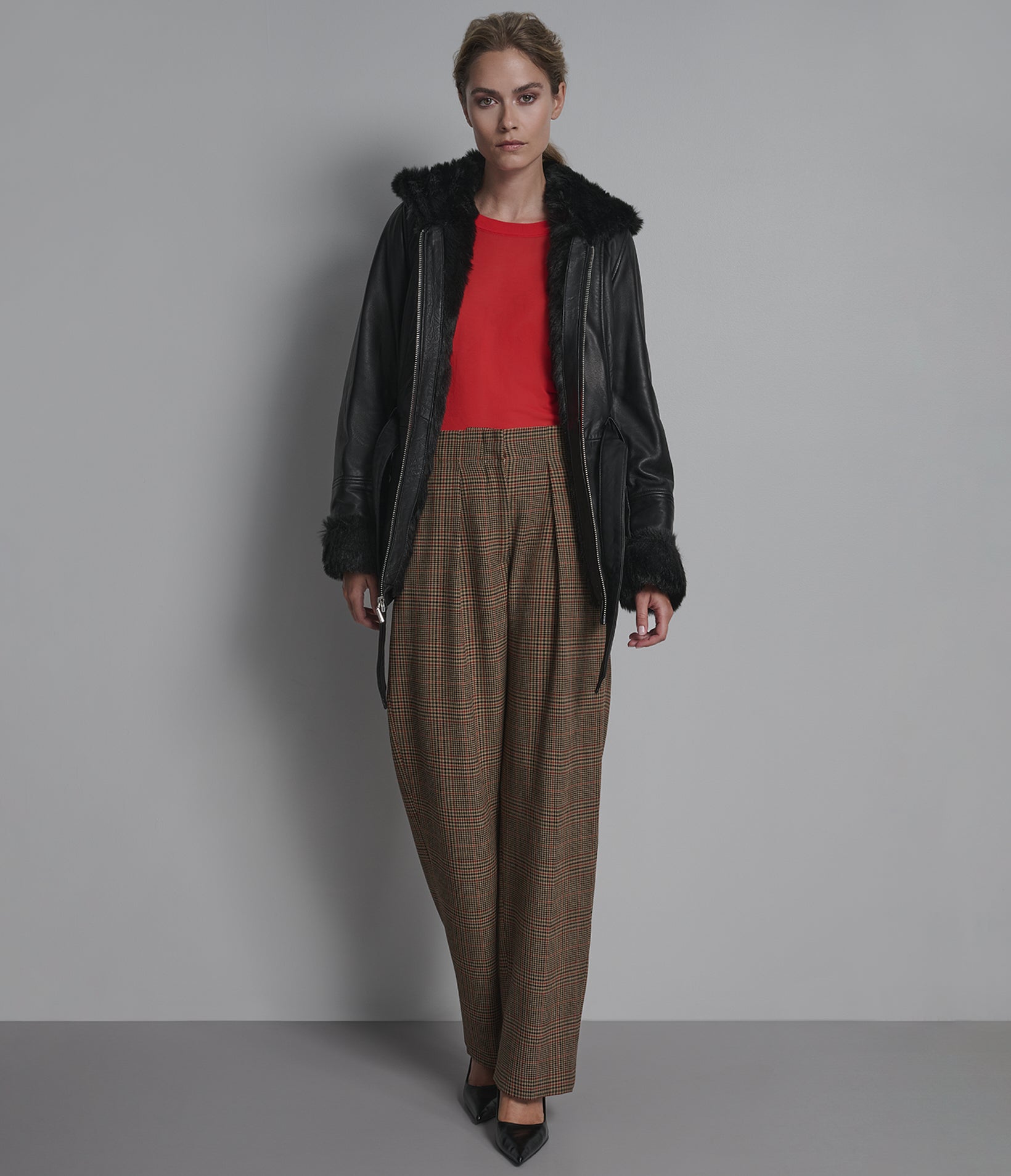 Genevieve Faux Fur Belted Trench Jacket | Mid-Length | Wilsons Leather