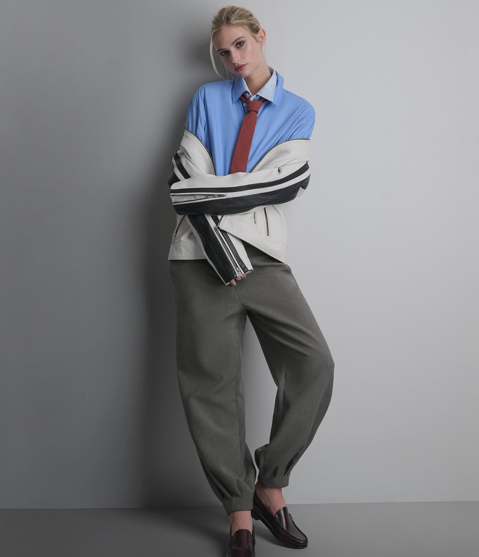 Gianna Leather Striped Racer Jacket View 8 | Women's New Arrivals