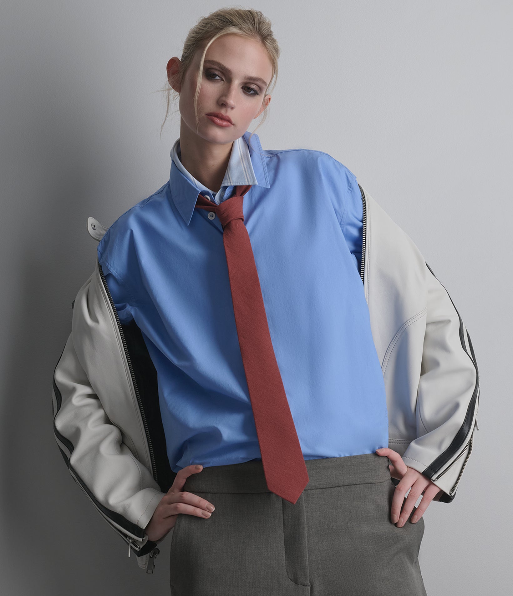 Gianna Leather Striped Racer Jacket View 10 | Women's New Arrivals