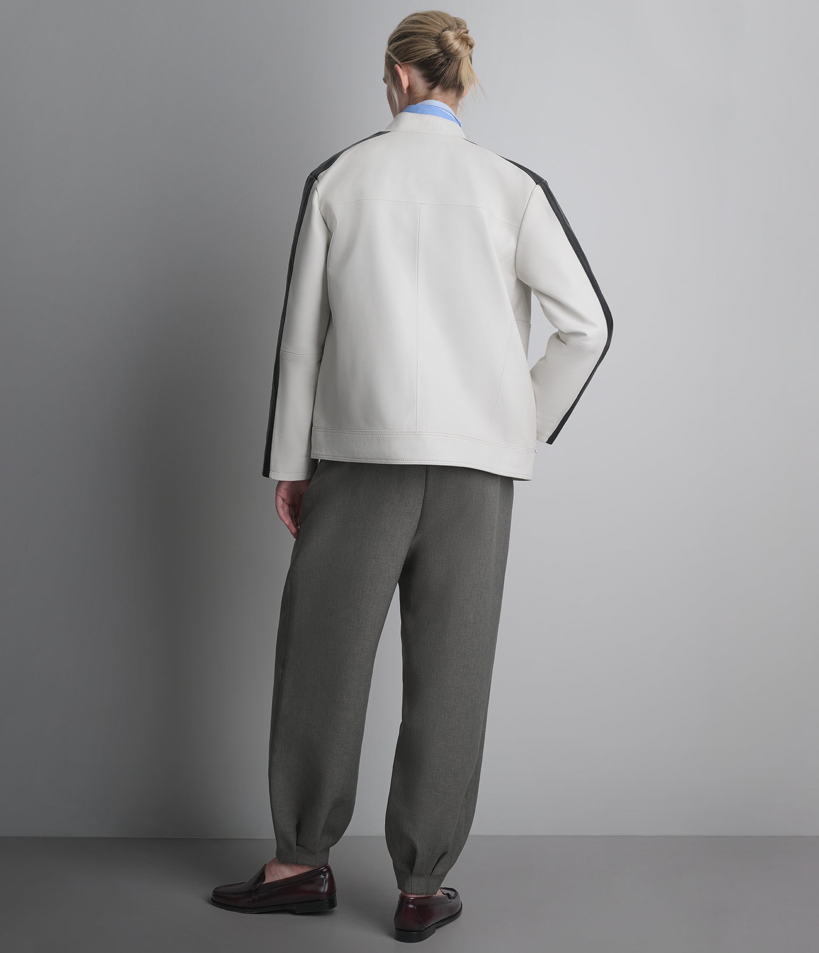 Gianna Leather Striped Racer Jacket View 5 | Women's New Arrivals