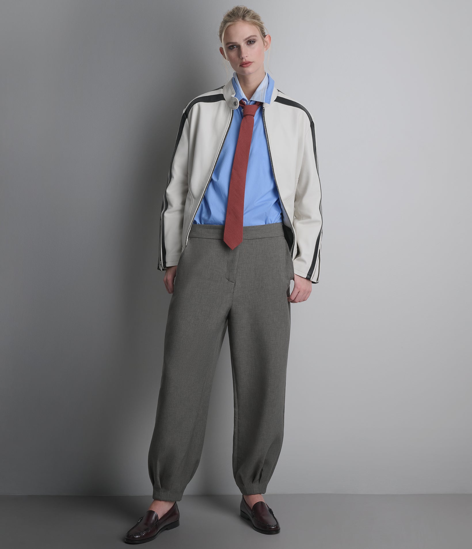 Gianna Leather Striped Racer Jacket View 9 | Women's New Arrivals