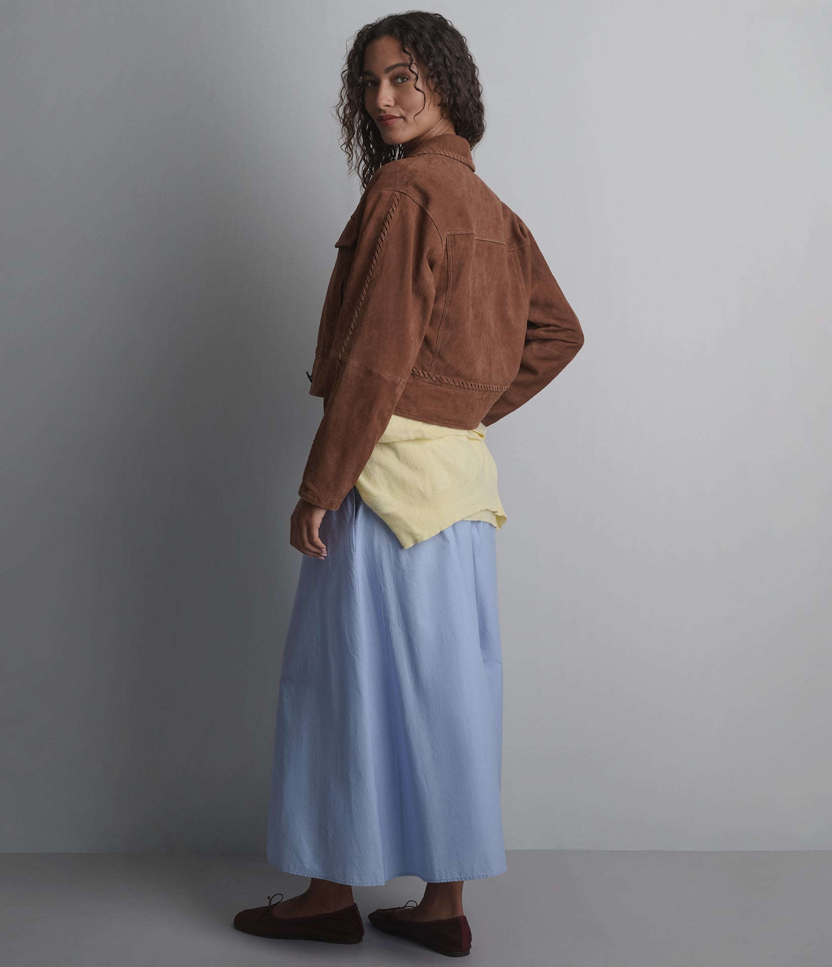 Vivianne Lightweight Suede Trucker Jacket | Wilsons Leather