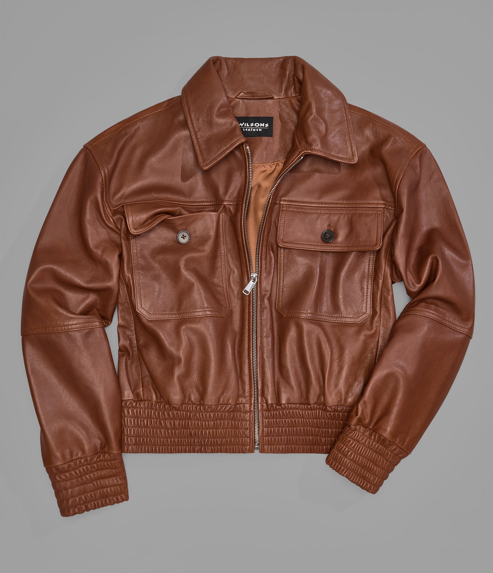Maggie Cropped Lightweight Leather Aviator Jacket | Wilsons Leather