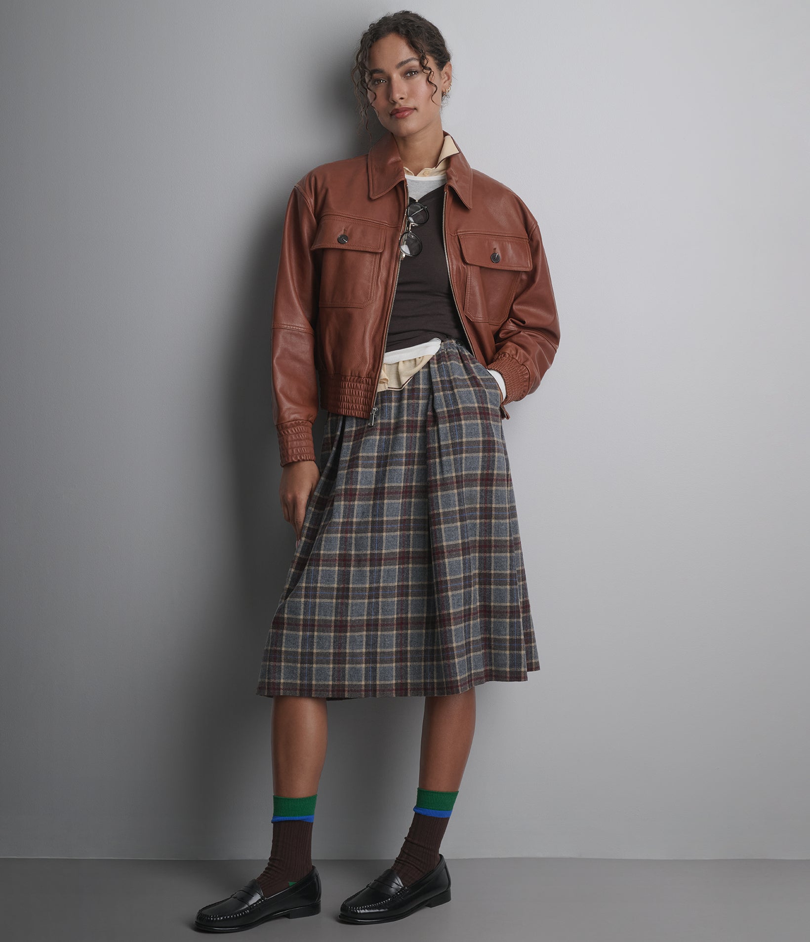 Maggie Cropped Lightweight Leather Aviator Jacket View 7 | Women's Jackets & Coats