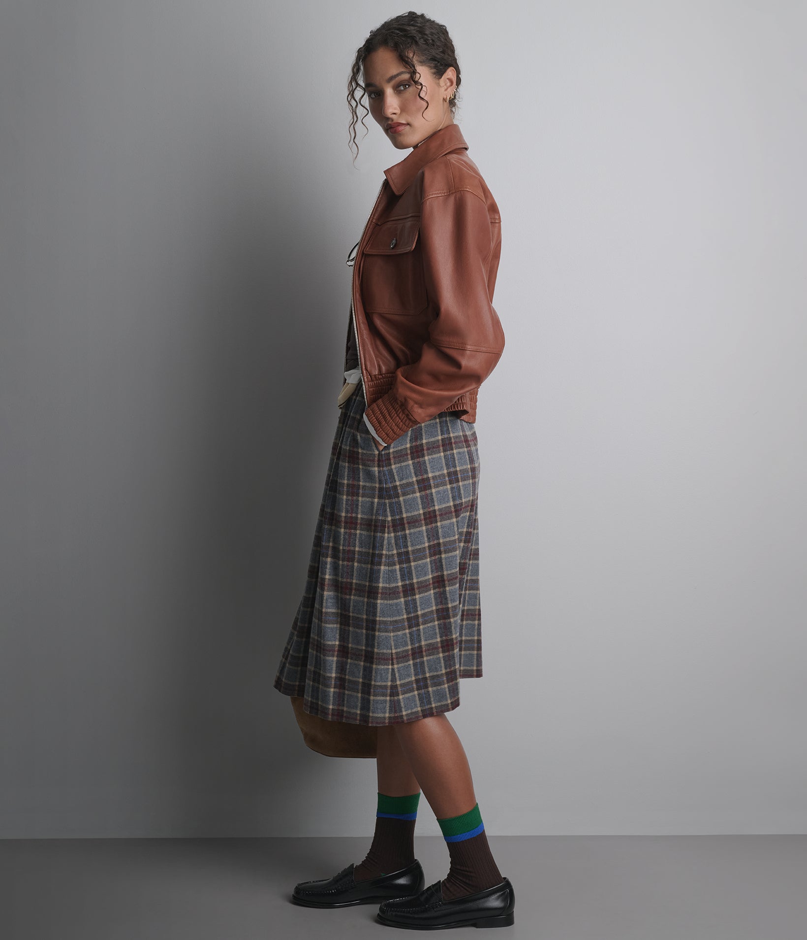 Maggie Cropped Lightweight Leather Aviator Jacket View 6 | Women's Jackets & Coats