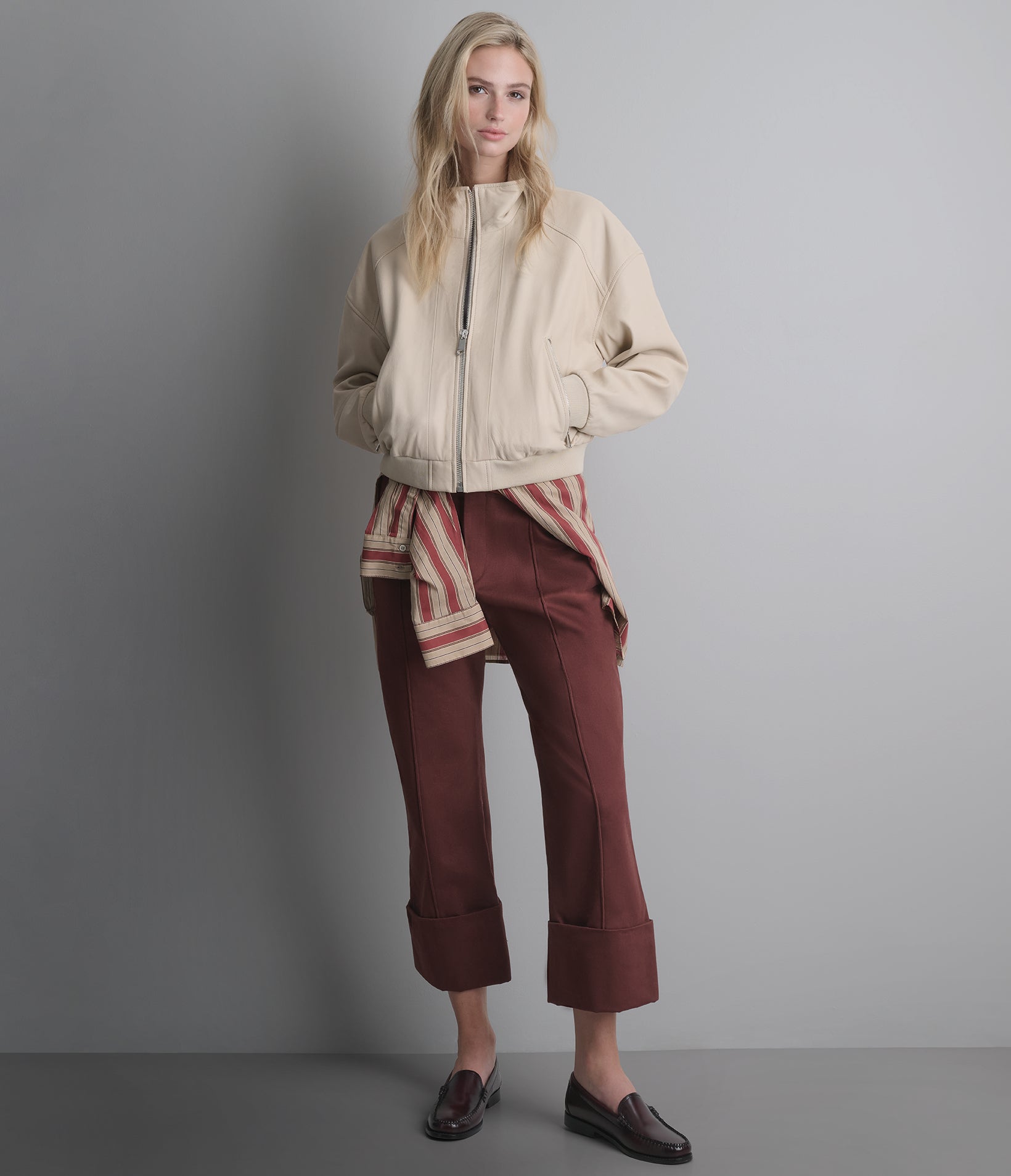 Twila Cropped Leather Bomber Jacket View 2 | Women's Jackets & Coats