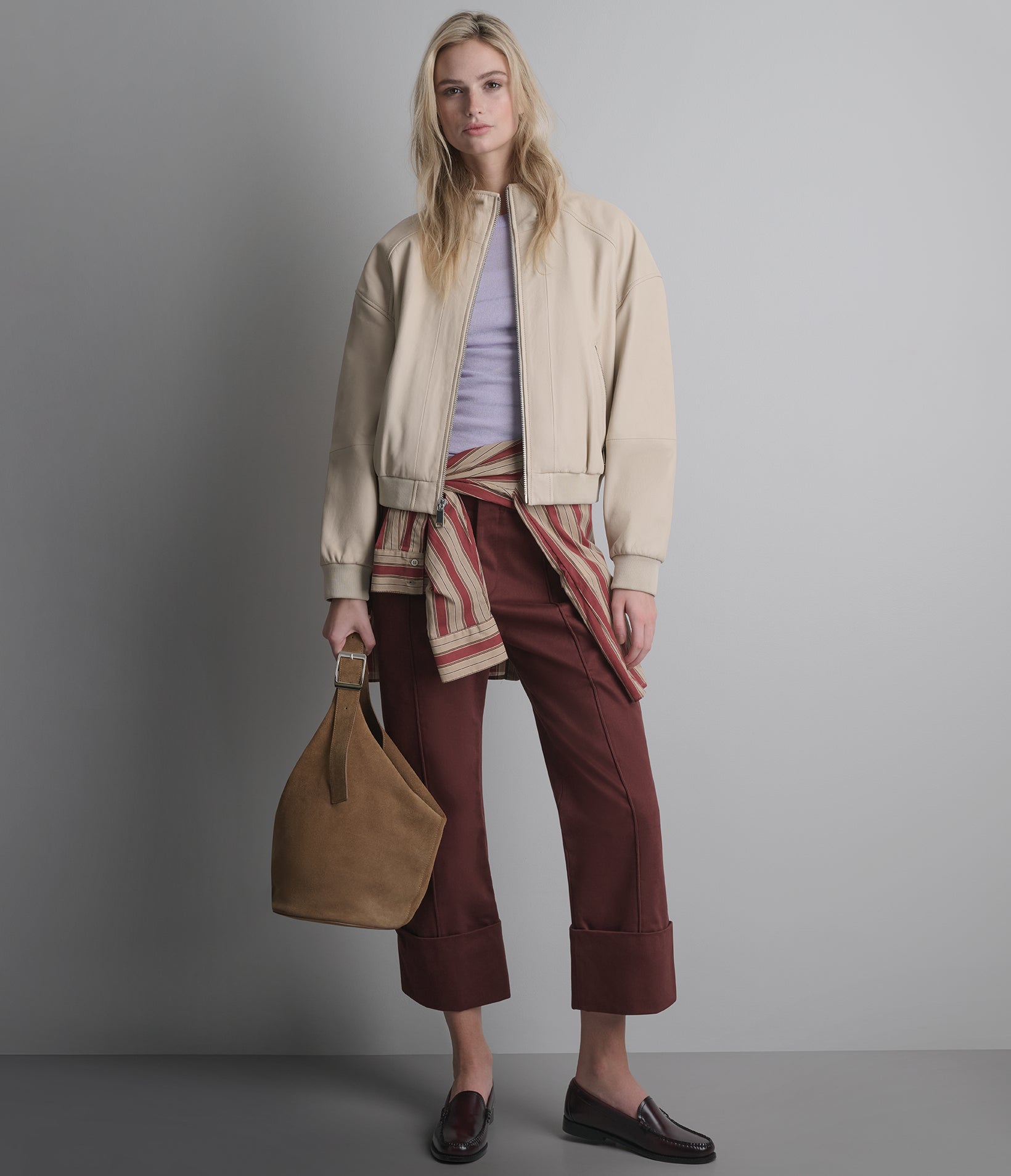 Twila Cropped Leather Bomber Jacket View 7 | Women's Jackets & Coats