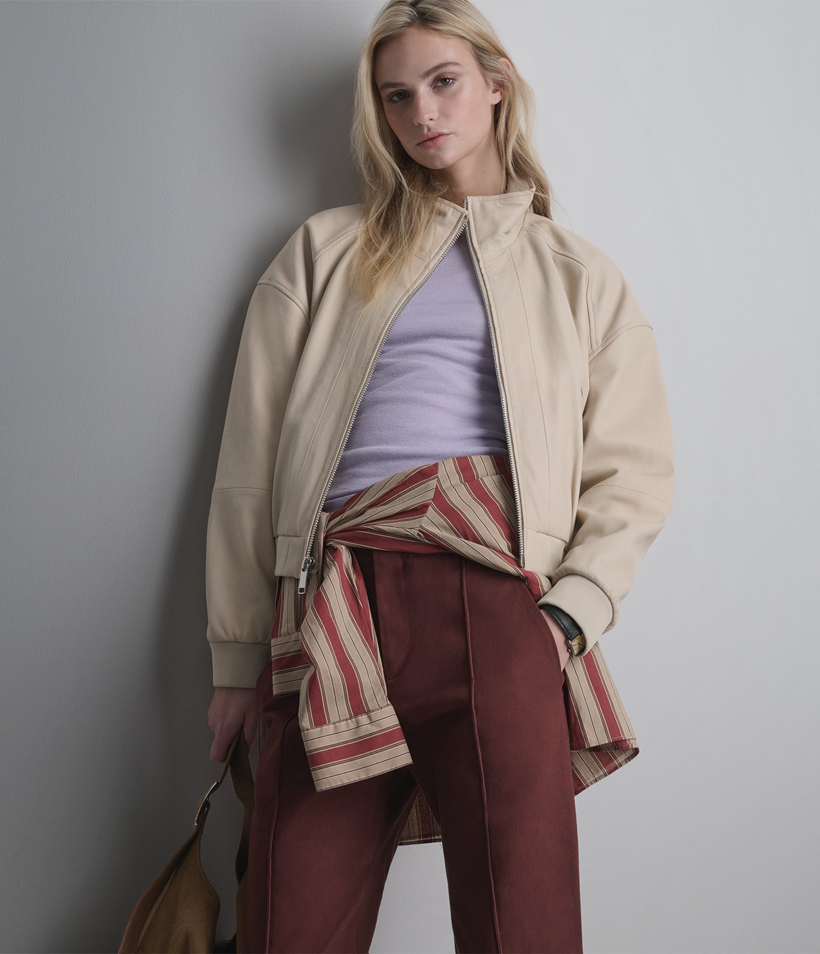 Twila Cropped Leather Bomber Jacket View 8 | Women's Jackets & Coats