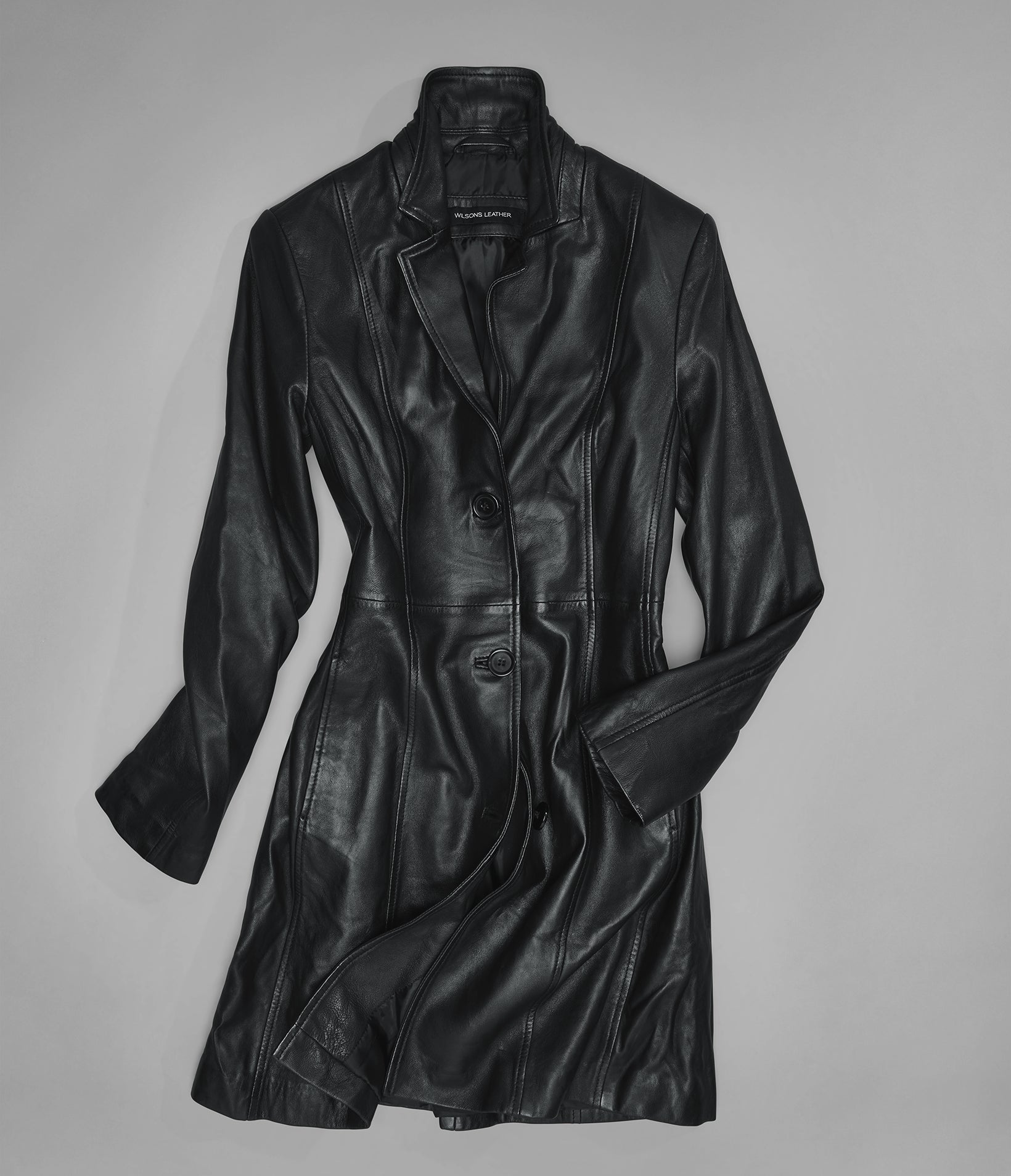 wilsons leather Pコート ベルト付き Nora Button Down Leather Trench Coat | Wilsons Leather