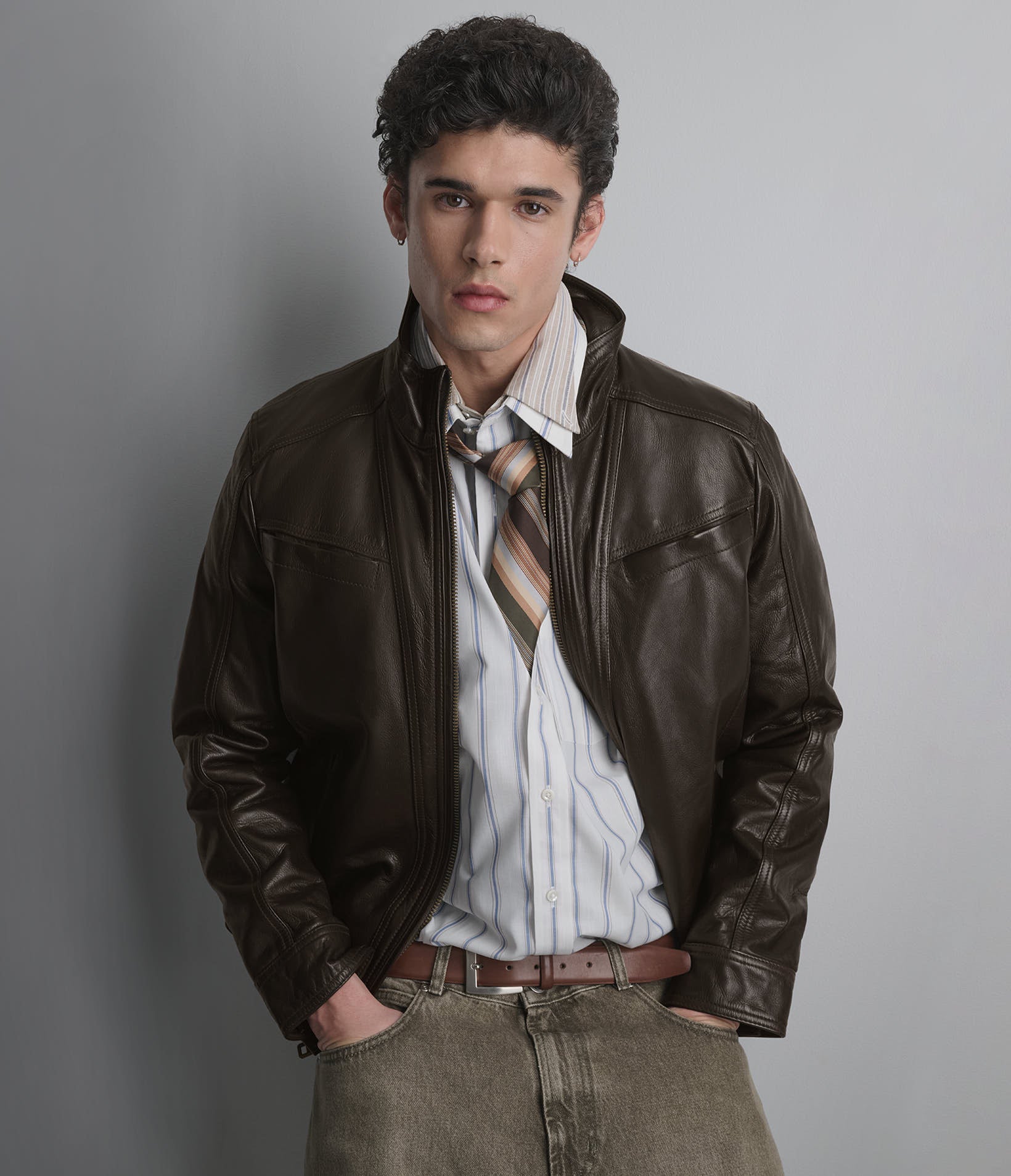 Sean Vintage Leather Racer Jacket View 1 | Men's Jackets & Coats