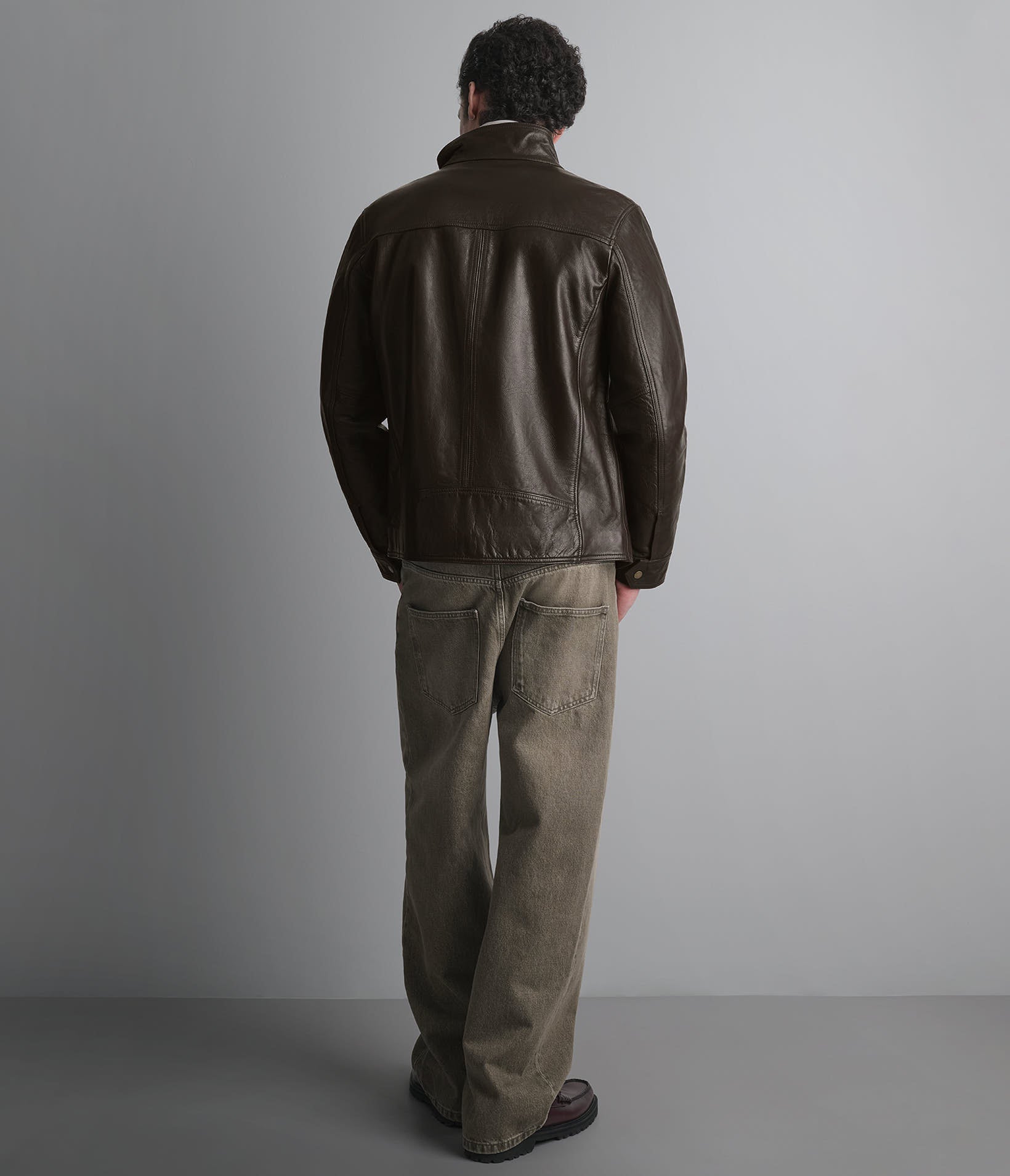 Sean Vintage Leather Racer Jacket View 3